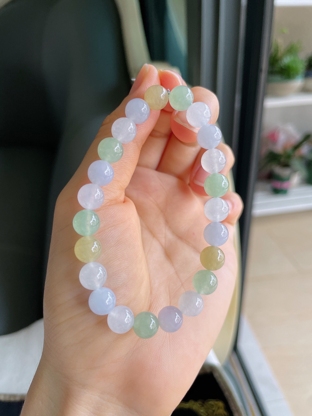 ️，缅甸天然翡翠A货，冰多宝手串，尺寸：8mm。【编4298】