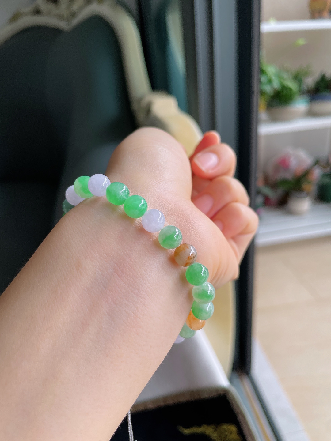 ️，缅甸天然翡翠A货，冰多宝马卡龙手串，尺寸：7mm。【编4319】