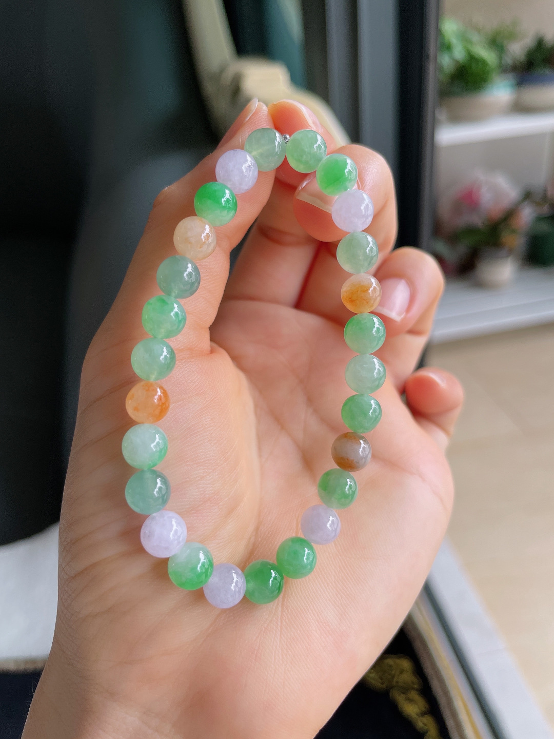 ️，缅甸天然翡翠A货，冰多宝马卡龙手串，尺寸：7mm。【编4319】