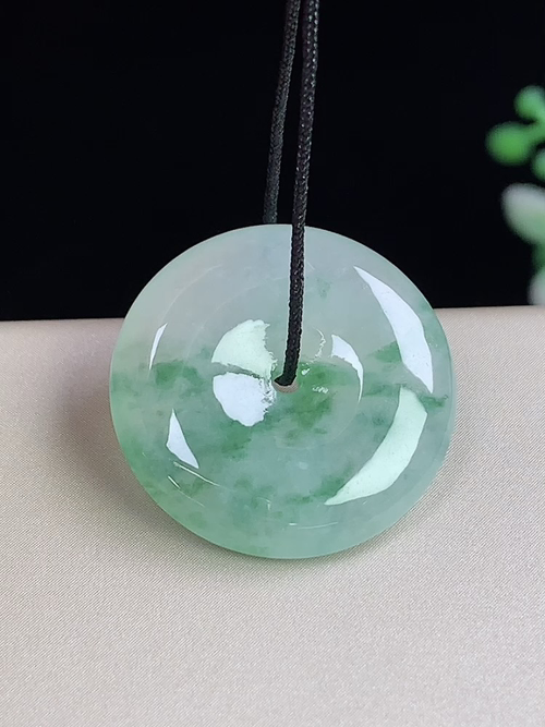 冰飘花平安扣，无裂，尺寸21-4.5mm，D23hwa