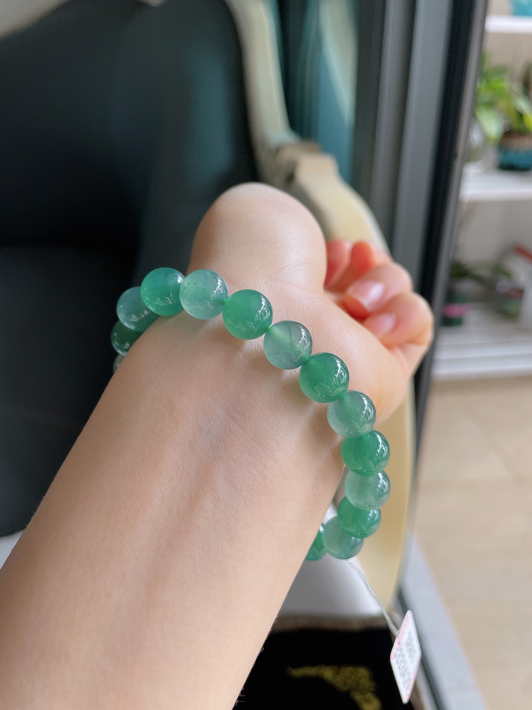 ️，天然翡翠A货，冰蓝水双彩手串，尺寸：10mm。【编3861】