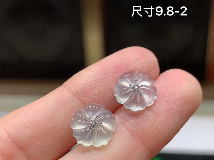 ️18K 冰种花朵耳钉 无裂，尺寸，9.8-2