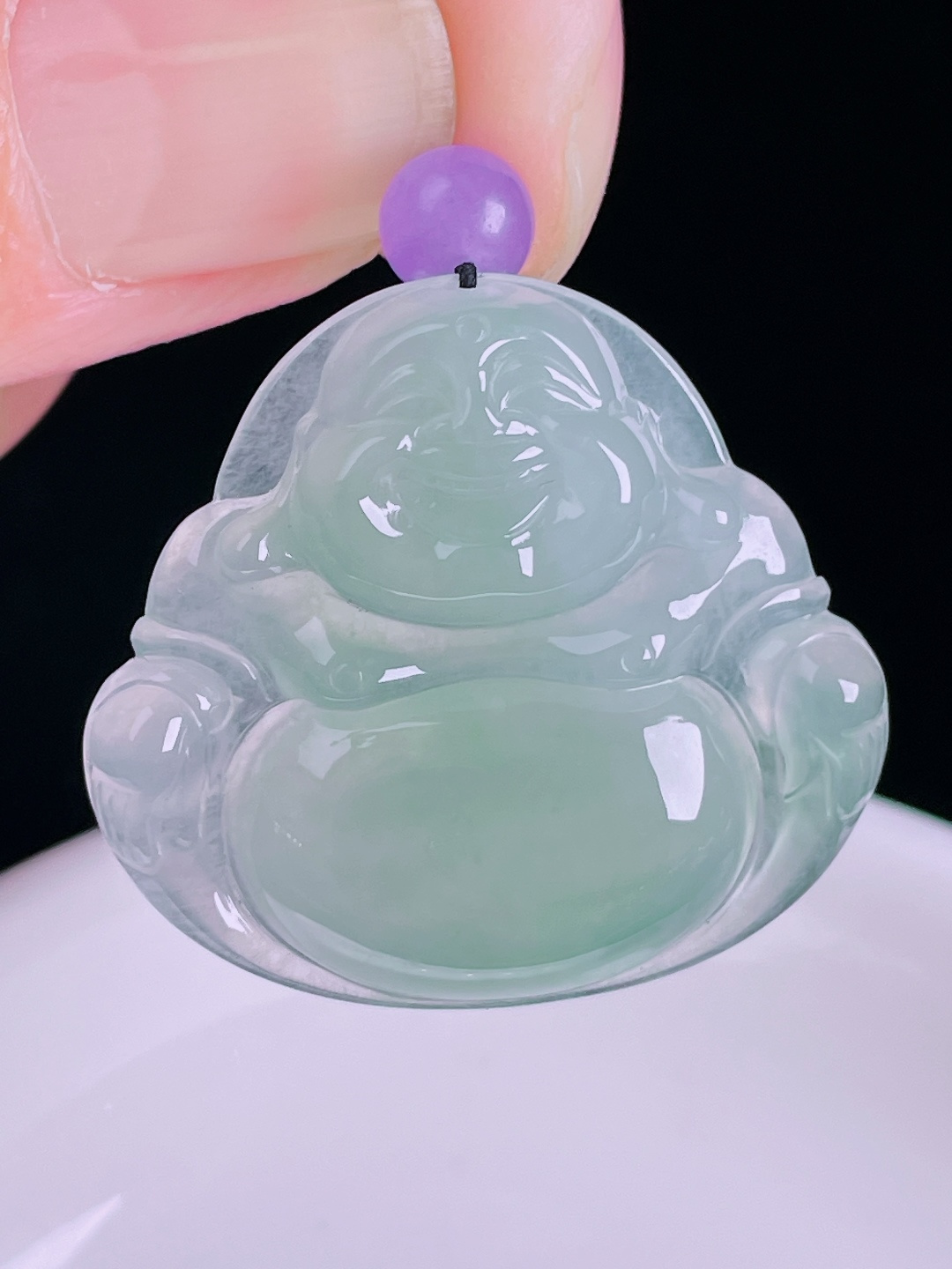 冰绿佛公，老种起光，细底通透，尺寸：30.2/33/6mm0824