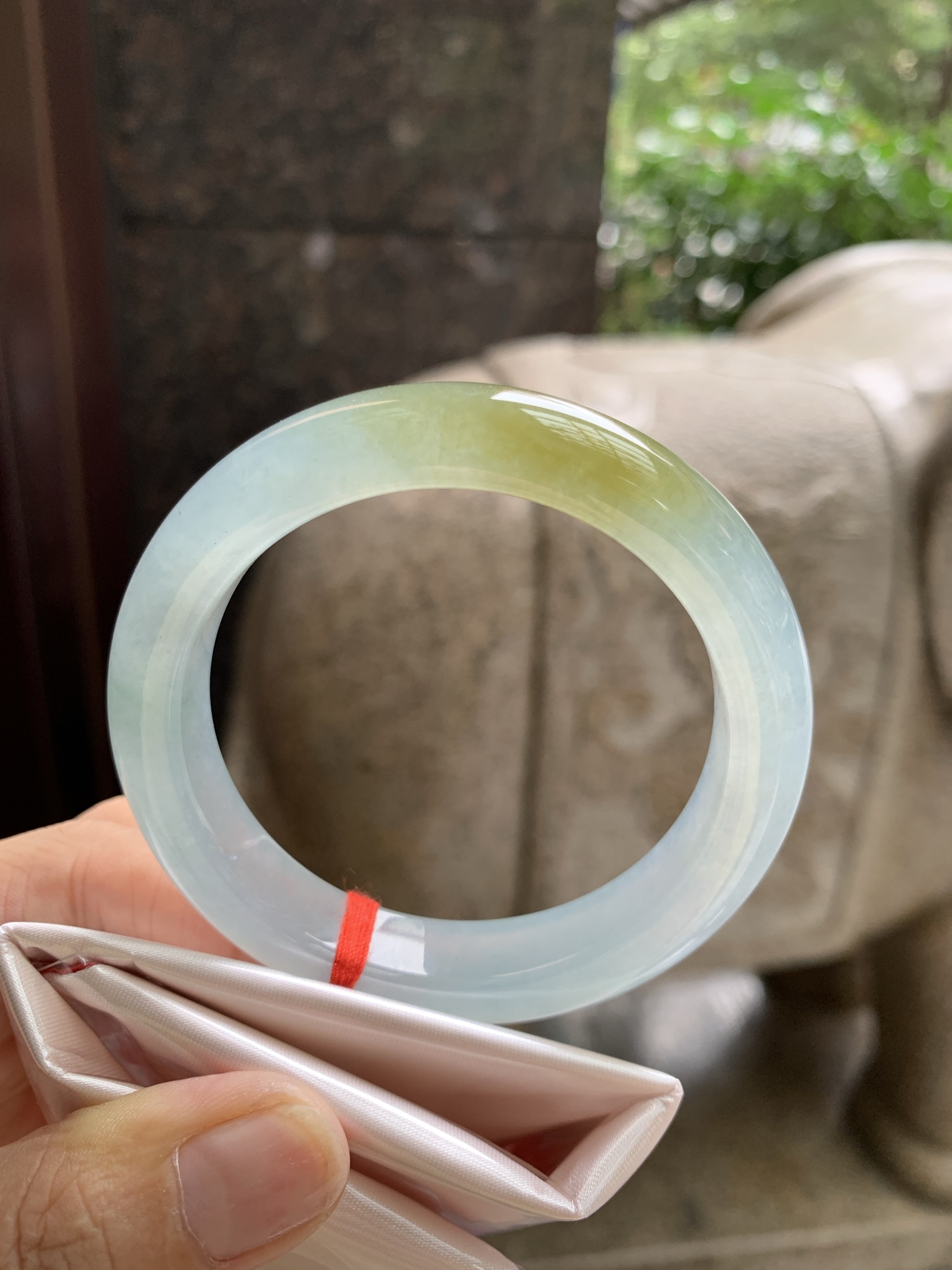 橄榄黄翡正圈,0824-N1407-1,打灯细纹不影响