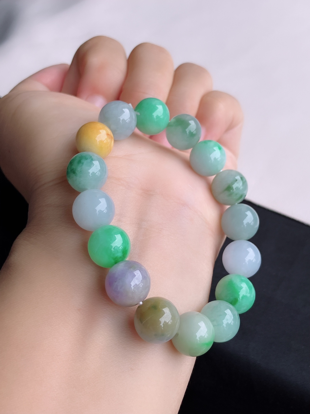 ️三彩手串，特色，尺寸12/自然光实拍