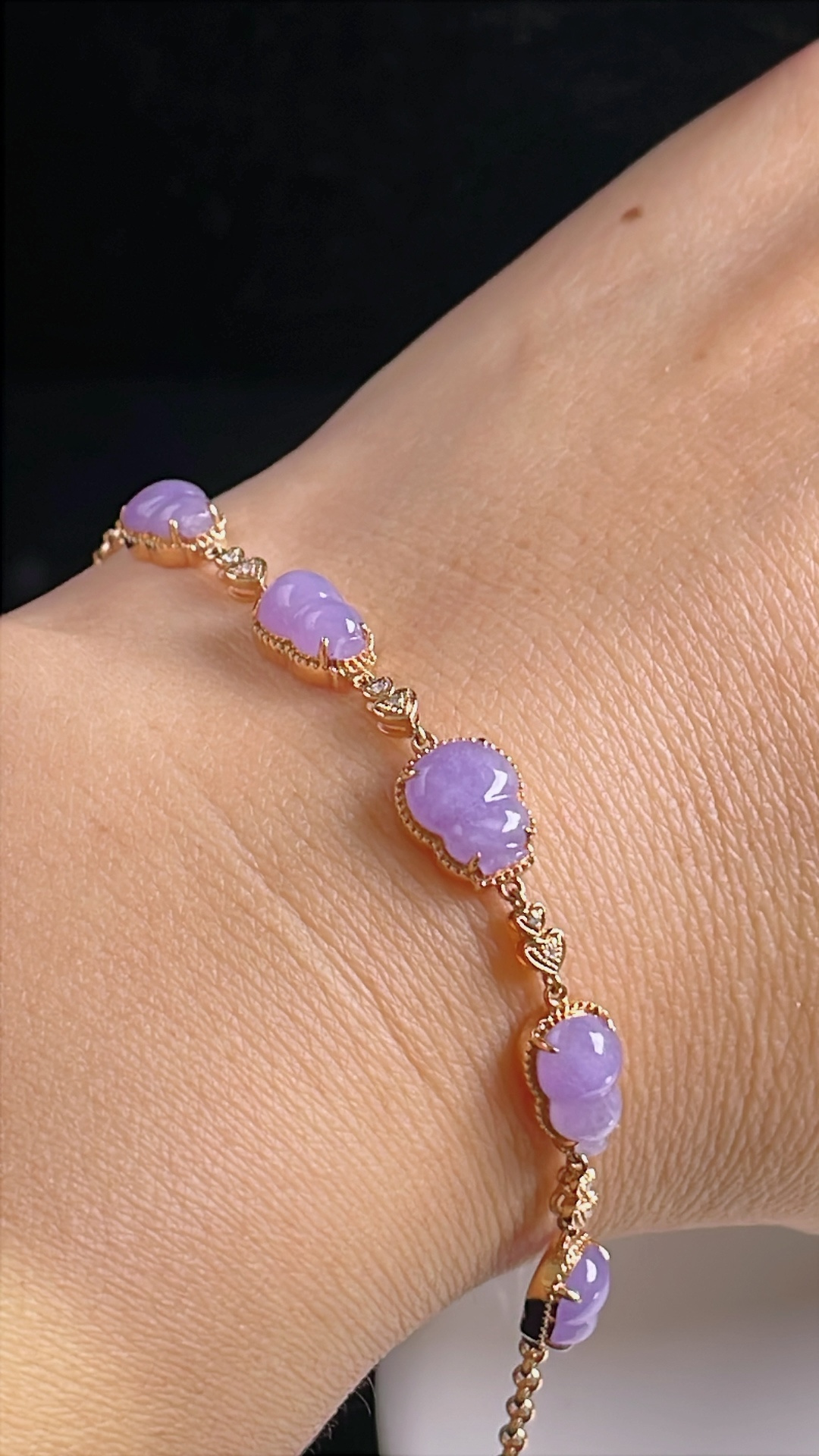 ️葫芦手链，18k镶嵌，老种起光，细底通透，尺寸：裸石10/8/3mm0824