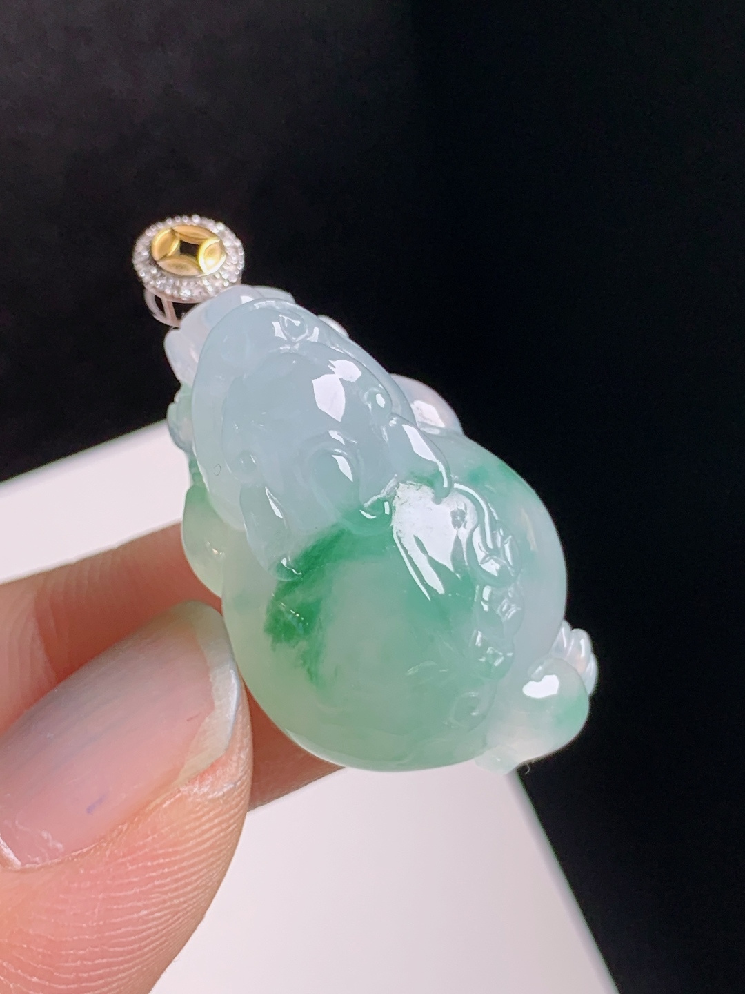 冰飘花貔貅吊坠，冰润水灵，立体精工，招财纳福，裸石27.2-17-12.133，080822
