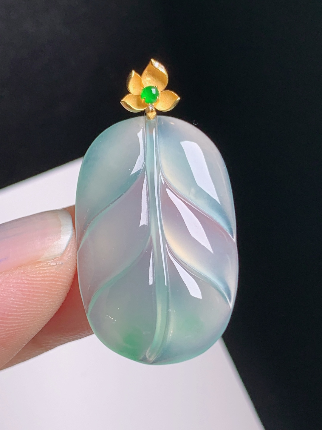树叶吊坠，莹润起光，线条流畅，大业有成，530822