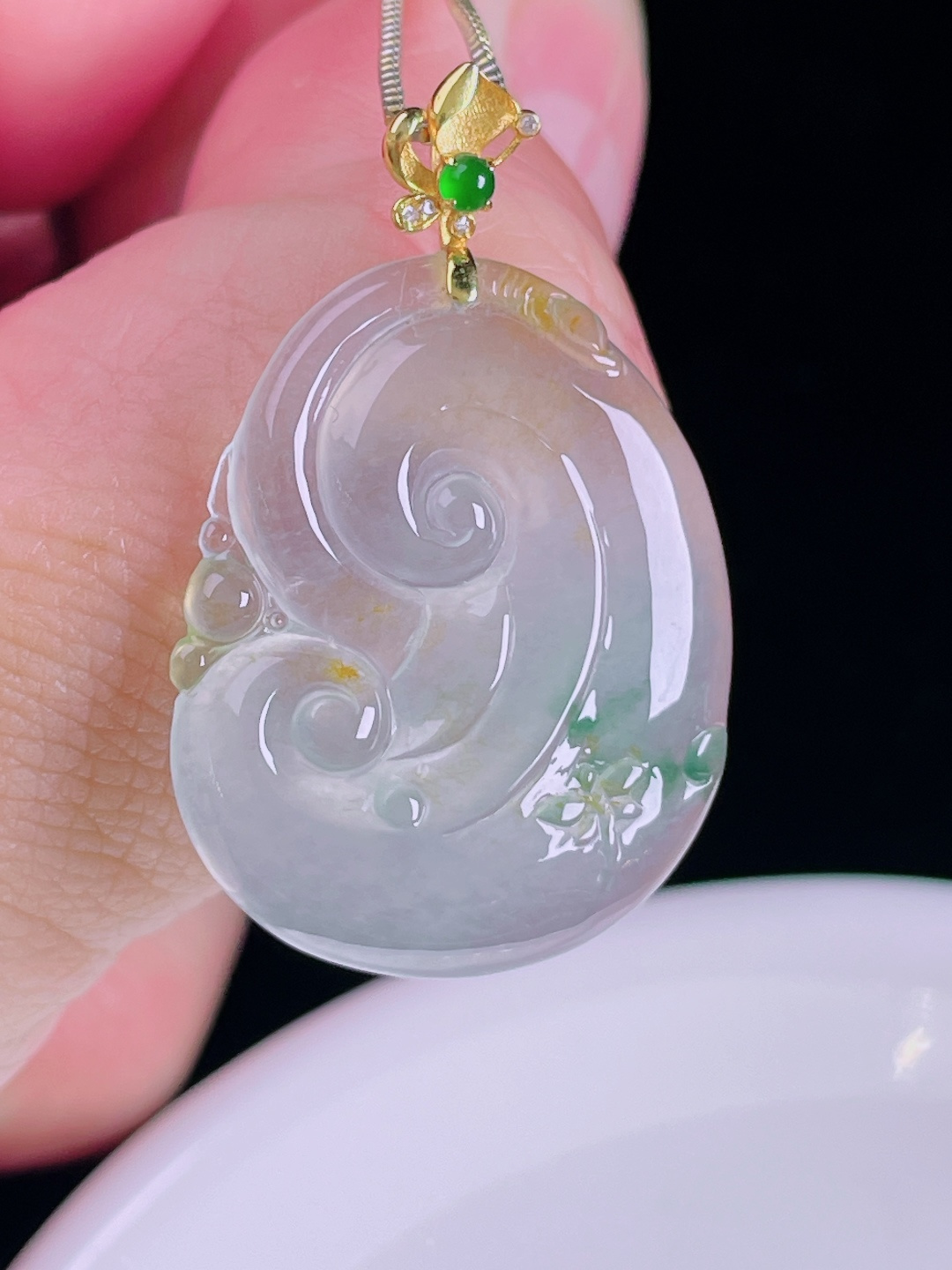 如意，18k镶嵌，老种起光，细底通透，尺寸：34.5裸石27.3/22.3/4.8mm0824