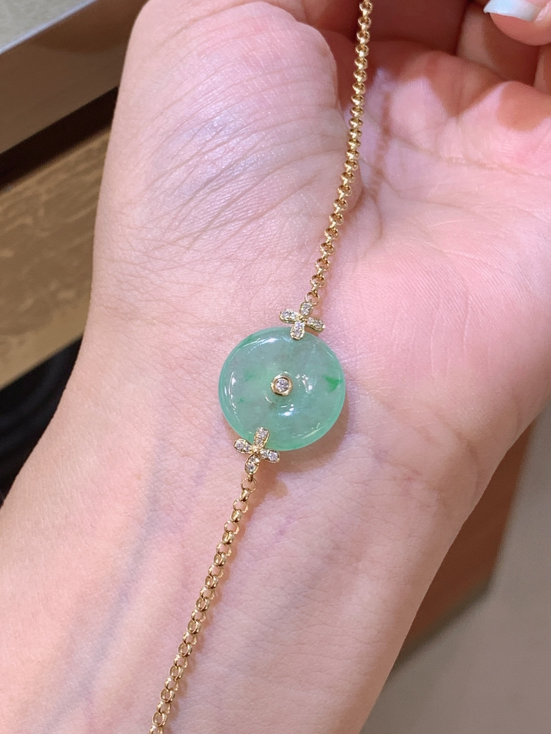 冰飘绿平安扣手链，水润飘翠，简约百搭，平安顺遂