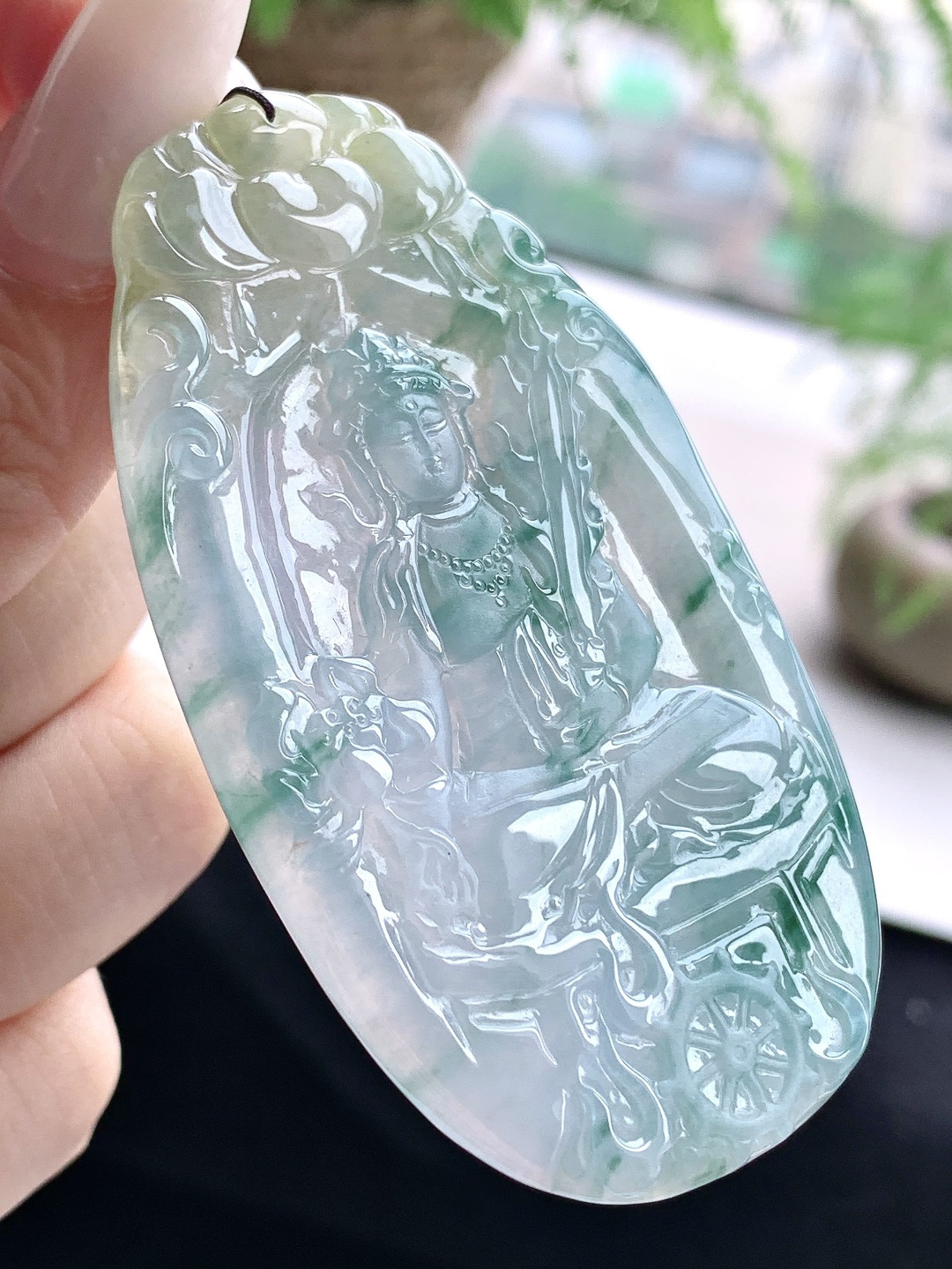 冰飘花虚空藏菩萨飘黄翡虚空藏菩萨牌吊坠,缅料 性比高,70.8-40.3-5.2,33克
