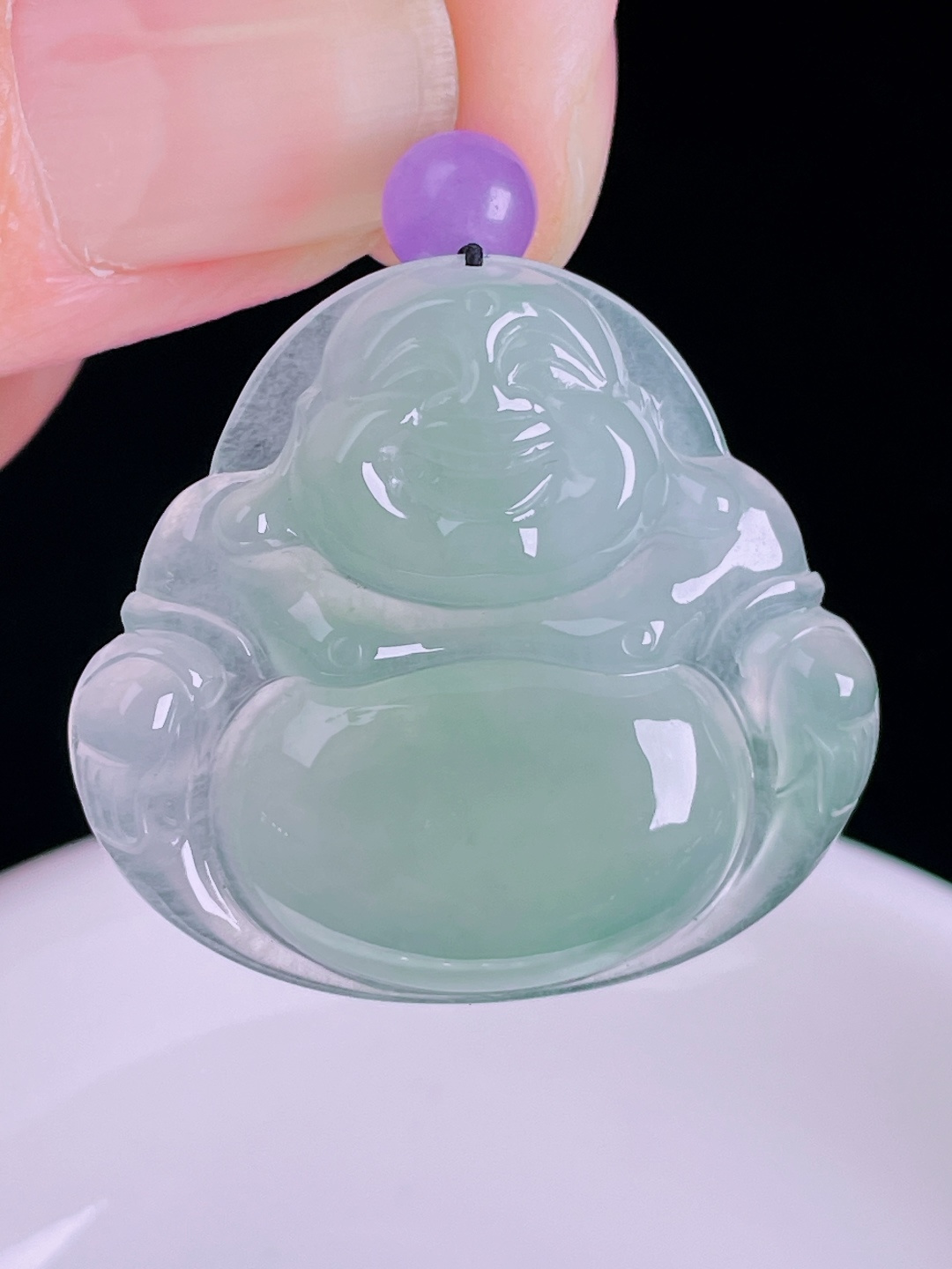 冰绿佛公，老种起光，细底通透，尺寸：30.2/33/6mm0824