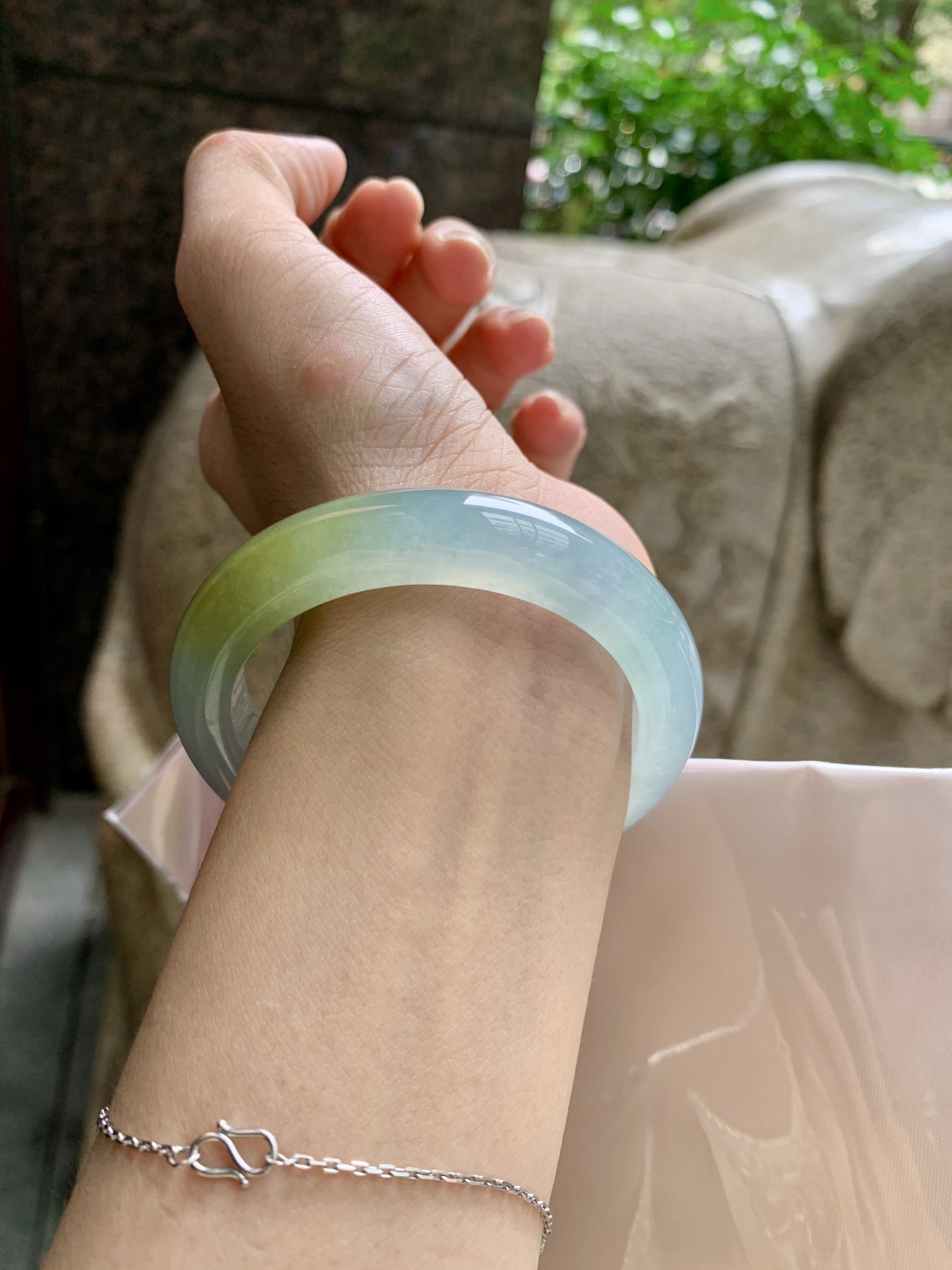 橄榄黄翡正圈,0824-N1407-1,打灯细纹不影响