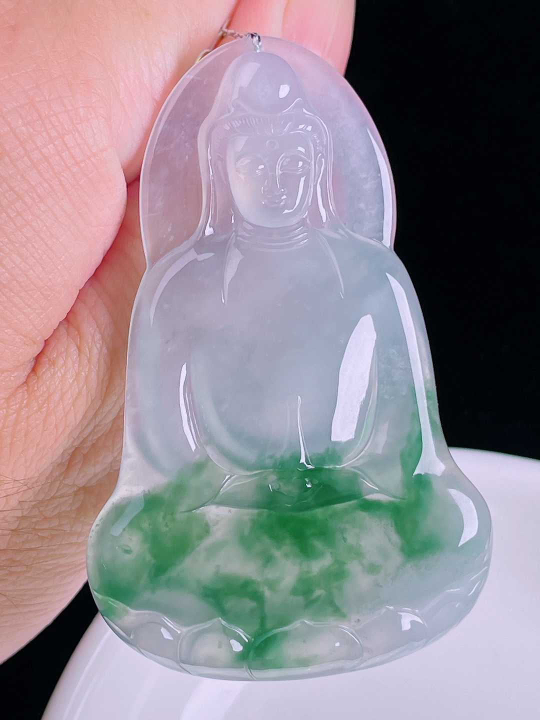 飘花观音，老种起光，细底通透，尺寸：66/42.6/5.8mm0824