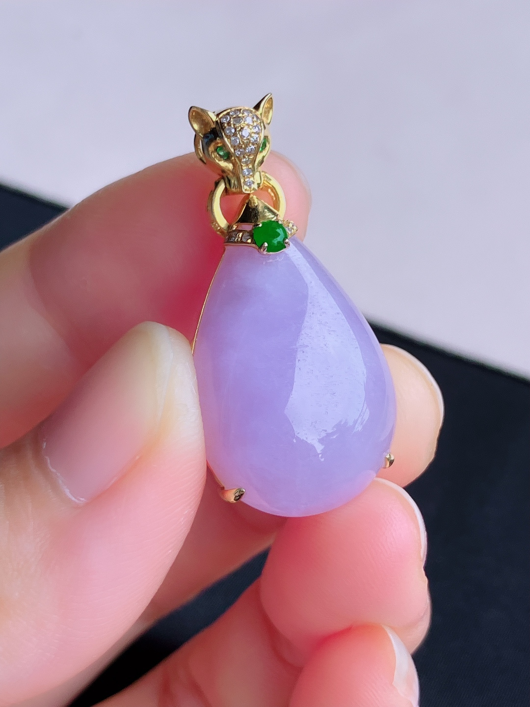 ️粉紫水滴吊坠，简约时尚，尺寸36.6/25/16.8/9.8/自然光实拍