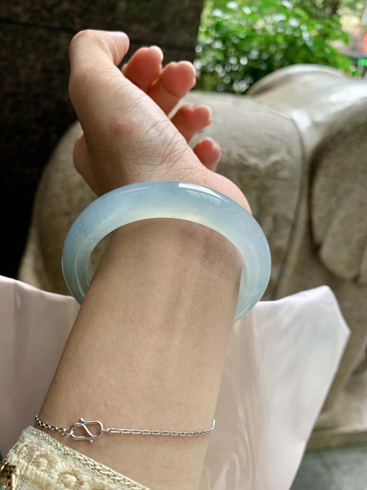 橄榄黄翡正圈,0824-N1407-1,打灯细纹不影响