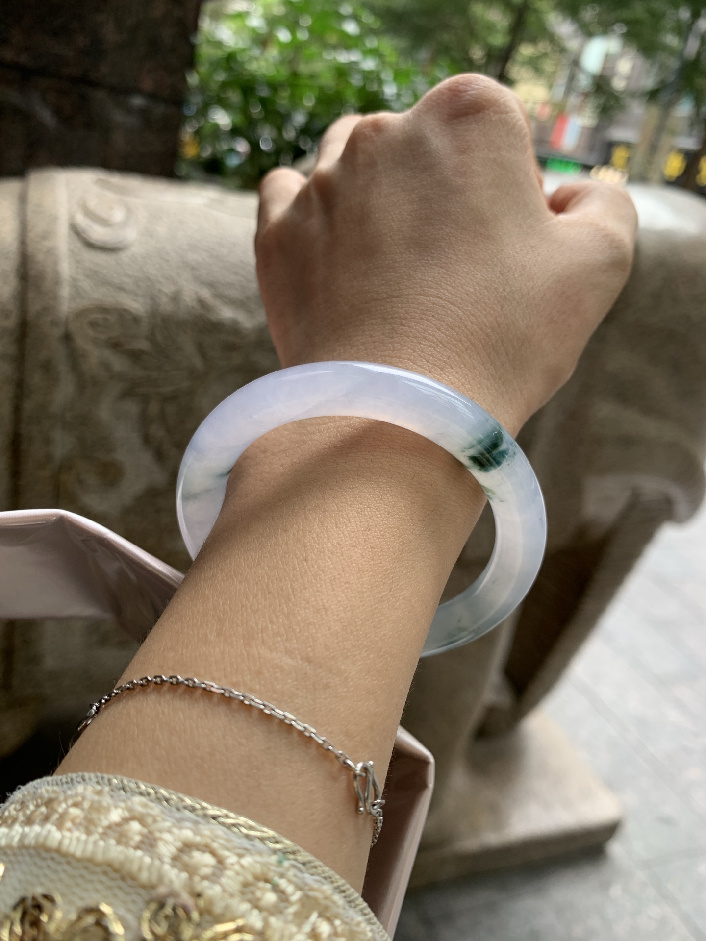 冰紫飘花圆条,打灯细纹，不扣