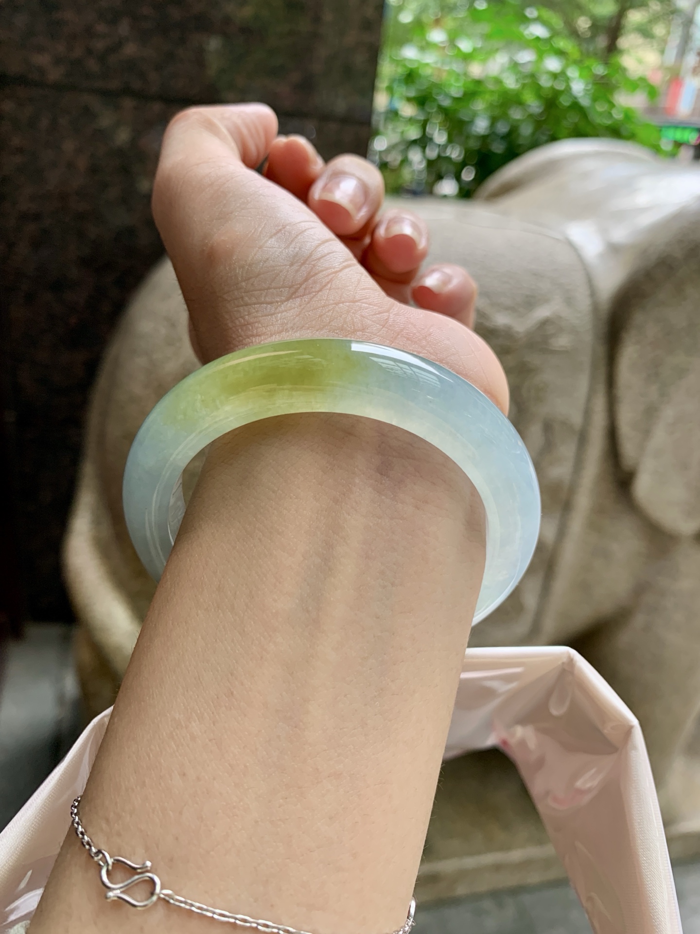 橄榄黄翡正圈,0824-N1407-1,打灯细纹不影响