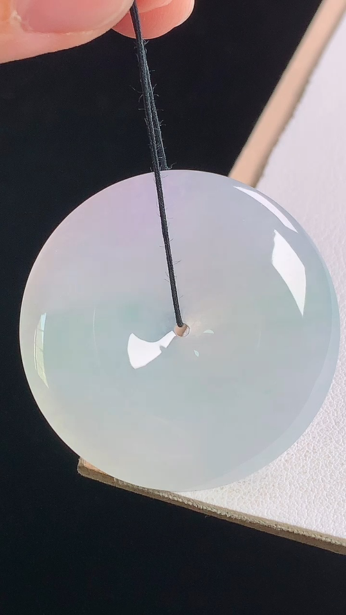 冰种平安扣，无裂，尺寸38.4-6.2mm