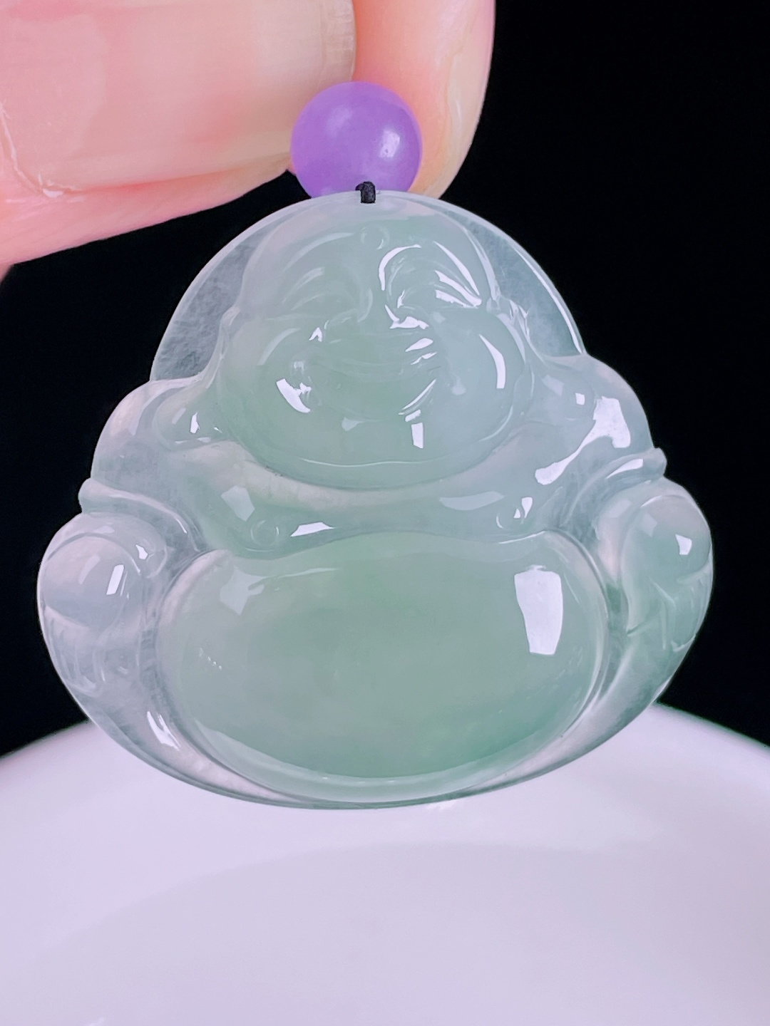 冰绿佛公，老种起光，细底通透，尺寸：30.2/33/6mm0824