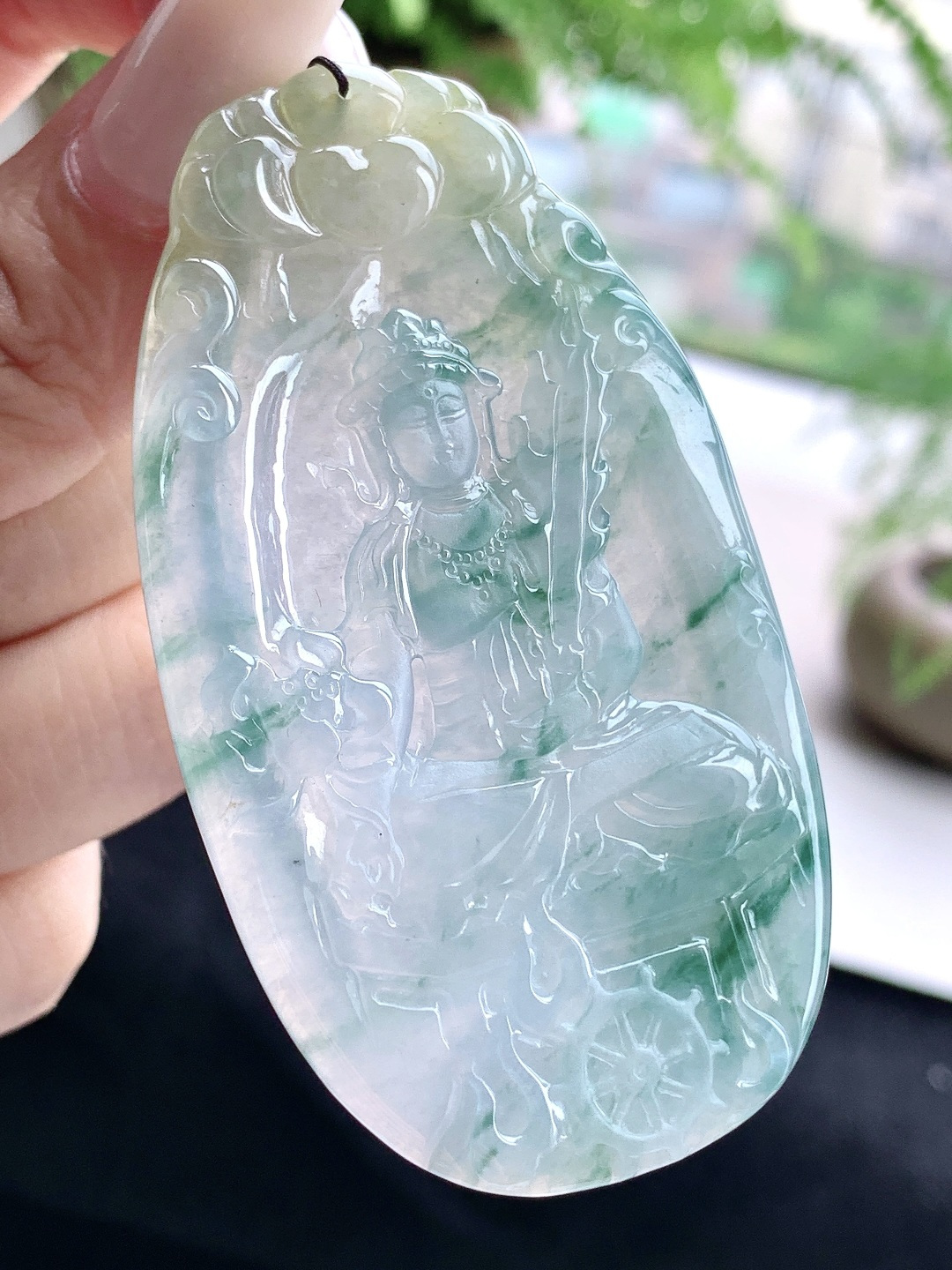 冰飘花虚空藏菩萨飘黄翡虚空藏菩萨牌吊坠,缅料 性比高,70.8-40.3-5.2,33克