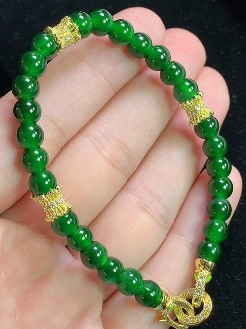 满绿手串，水润，精致时尚，尺寸5.8mm，D24yyd