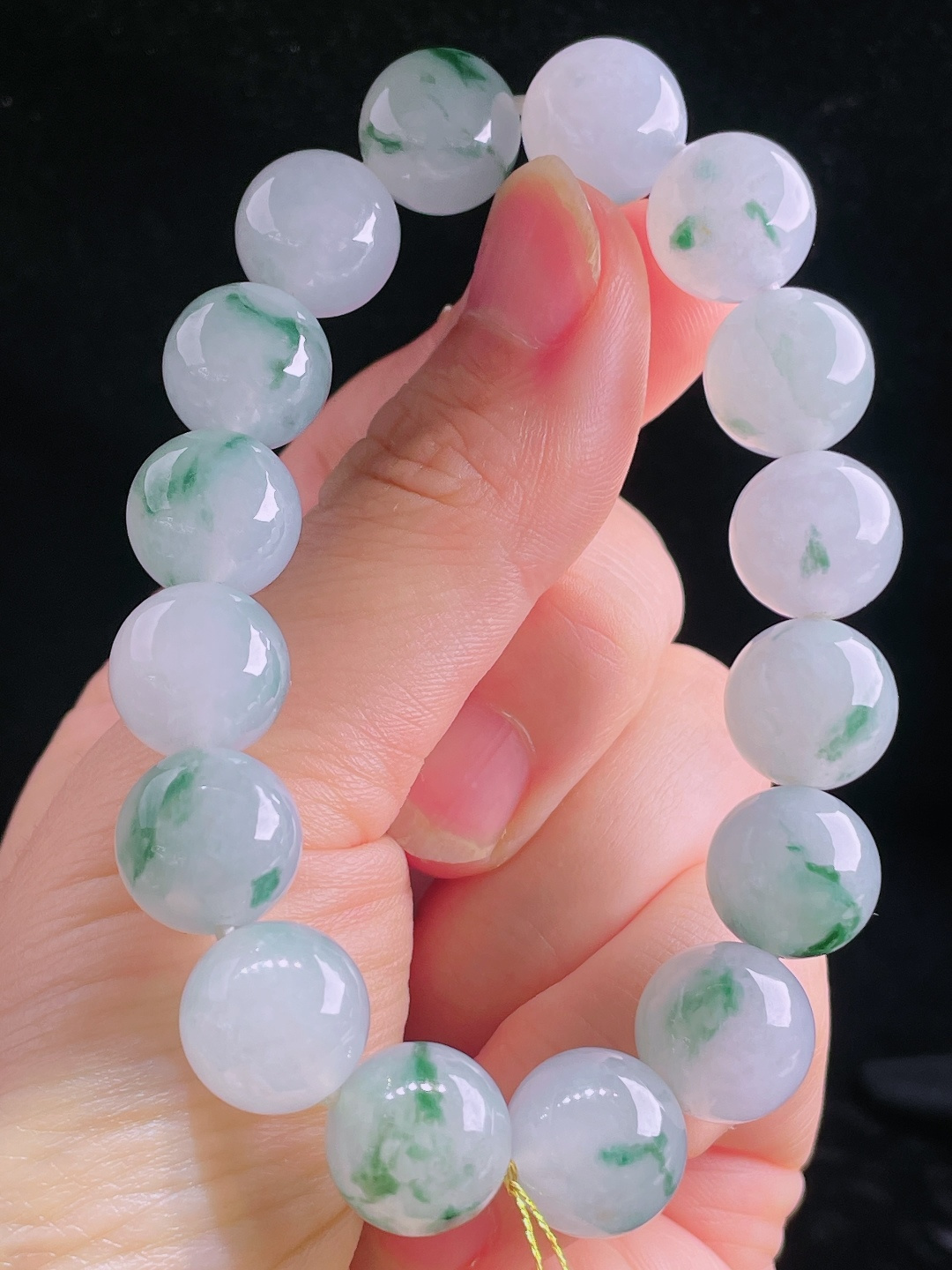 飘花手链，老种起光，细底通透，尺寸：13mm0824