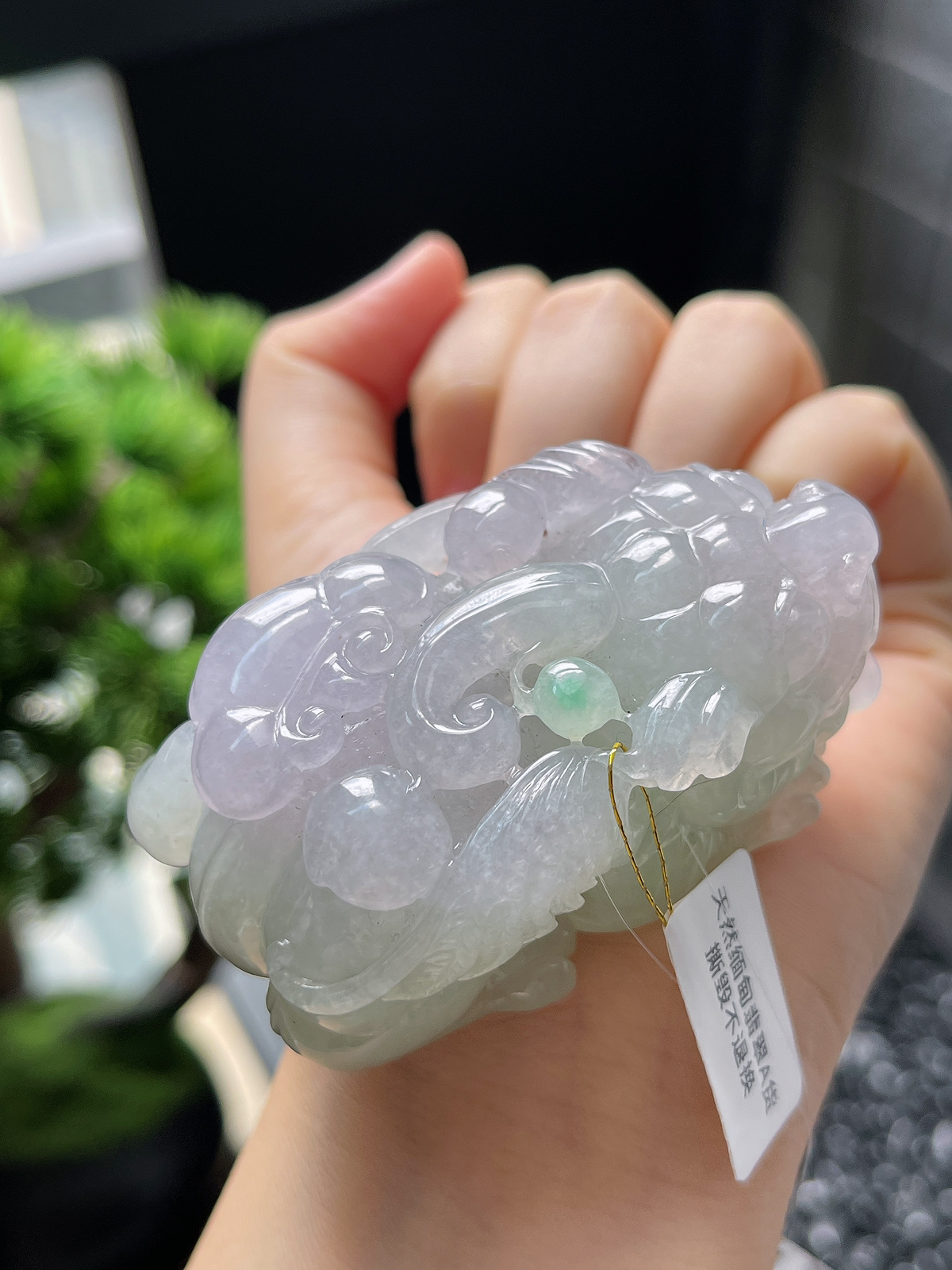 翡翠冰糯种春带彩貔貅挂件