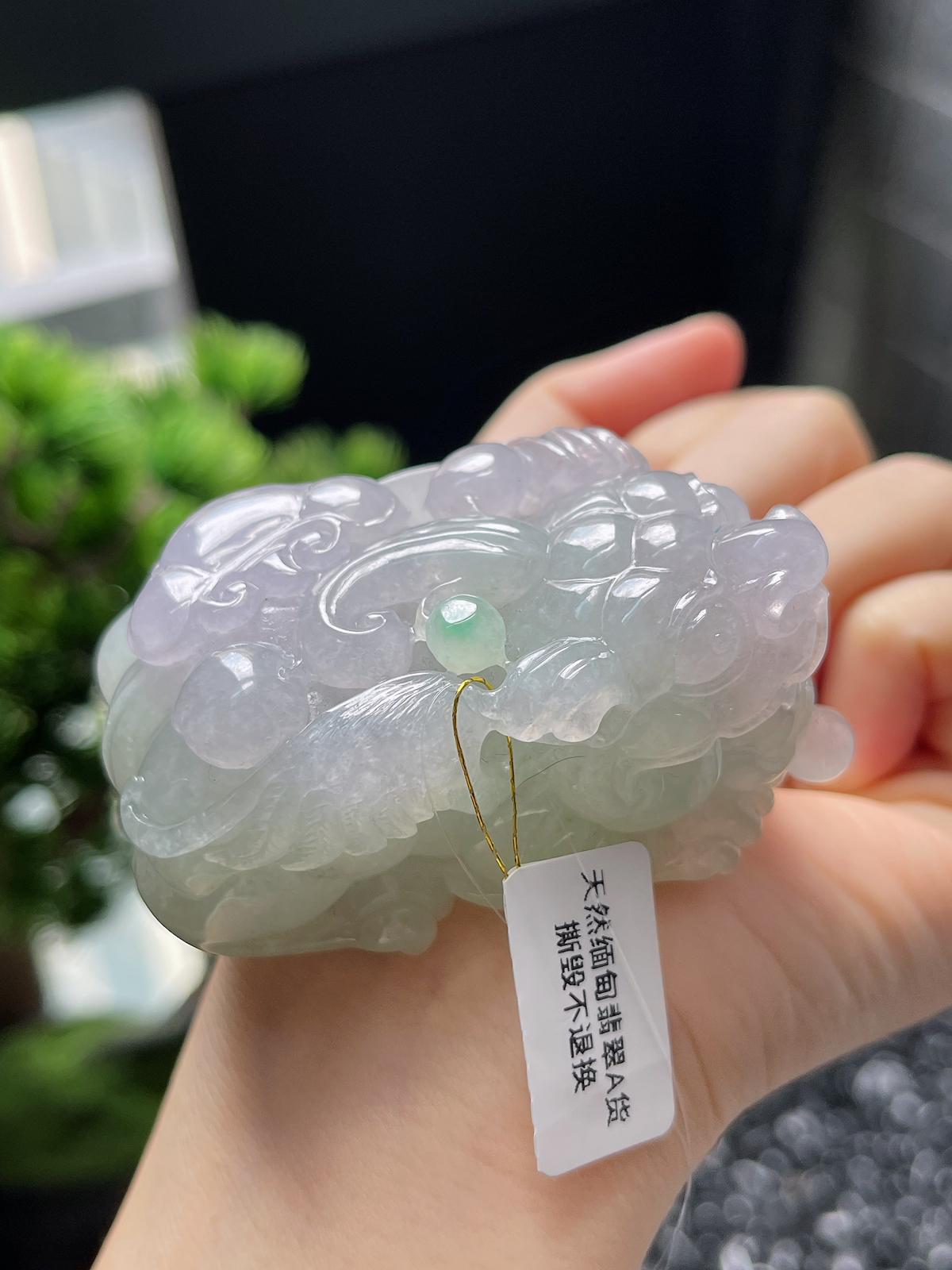 翡翠冰糯种春带彩貔貅挂件
