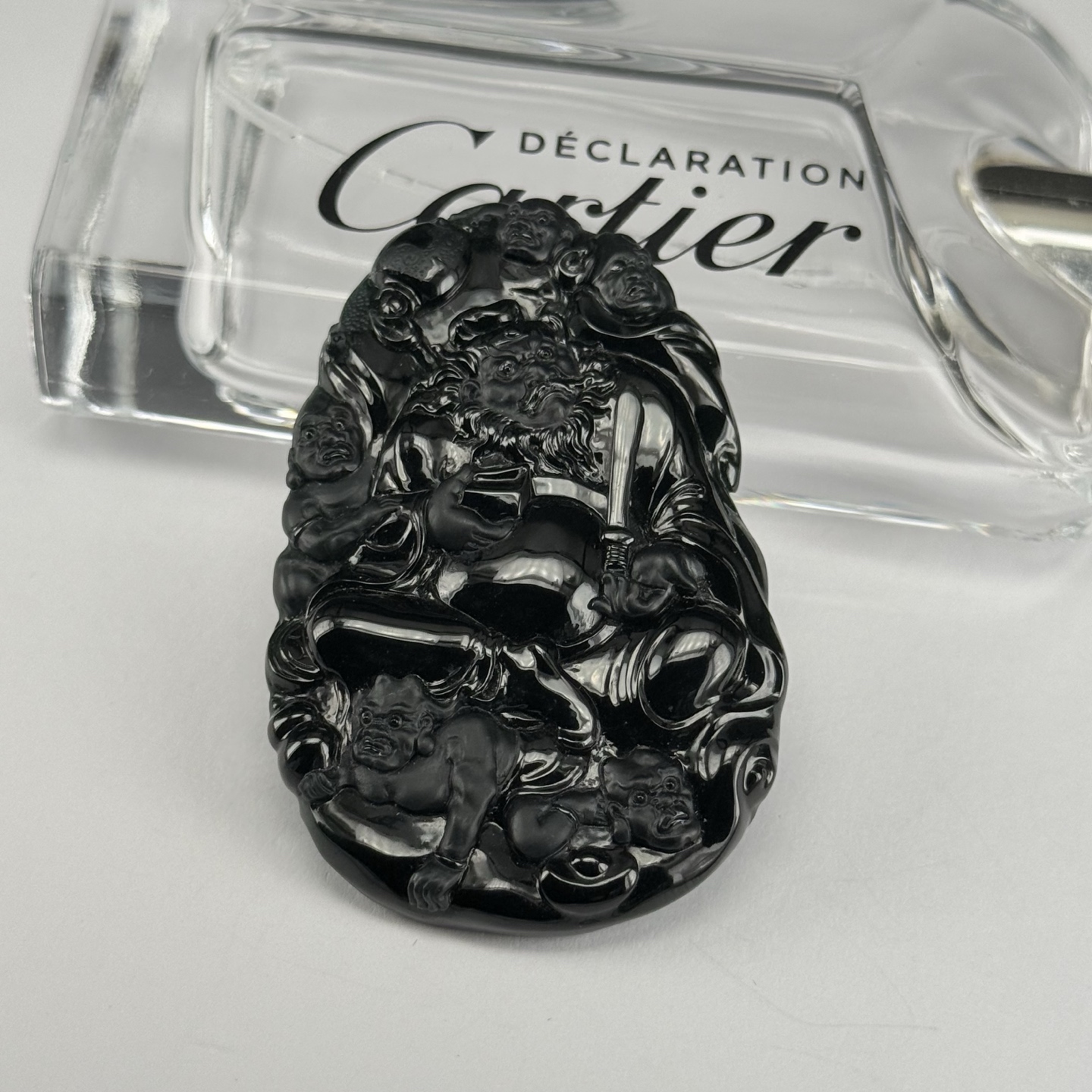 精品18k墨翠钟馗 黑度极好 打灯通透 油性十足