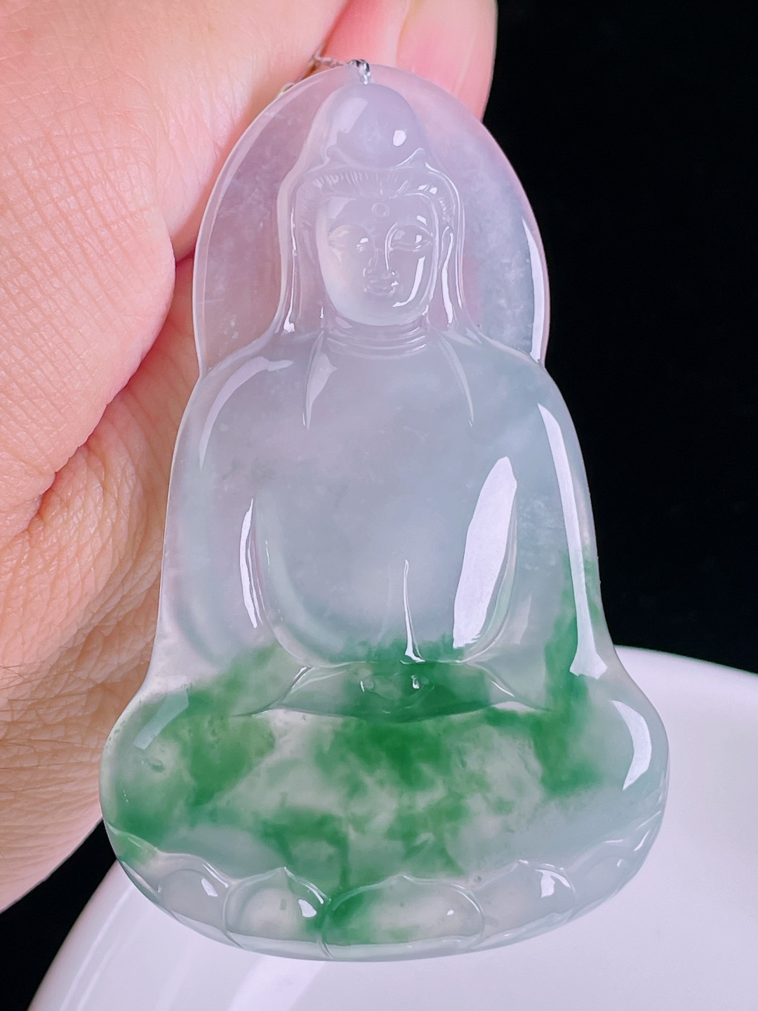 飘花观音，老种起光，细底通透，尺寸：66/42.6/5.8mm0824