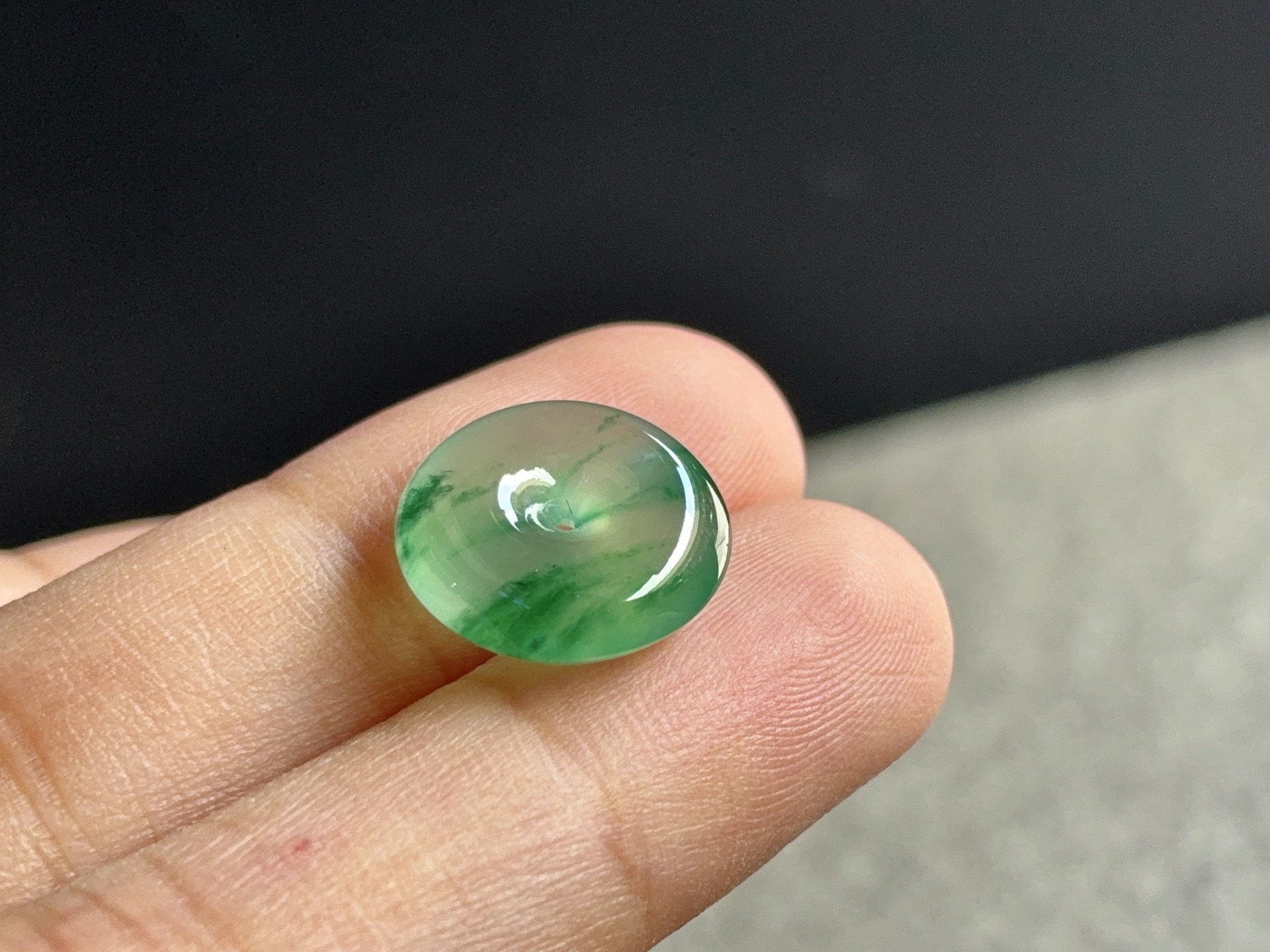 ️ 飘绿平安扣，尺寸：13×4.4