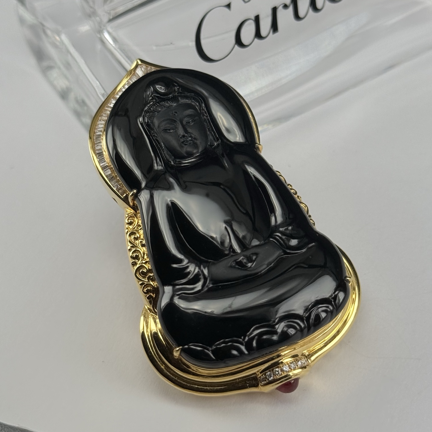 精品豪镶墨翠观音 种好色正 黑度极好 打灯通透 油性十足