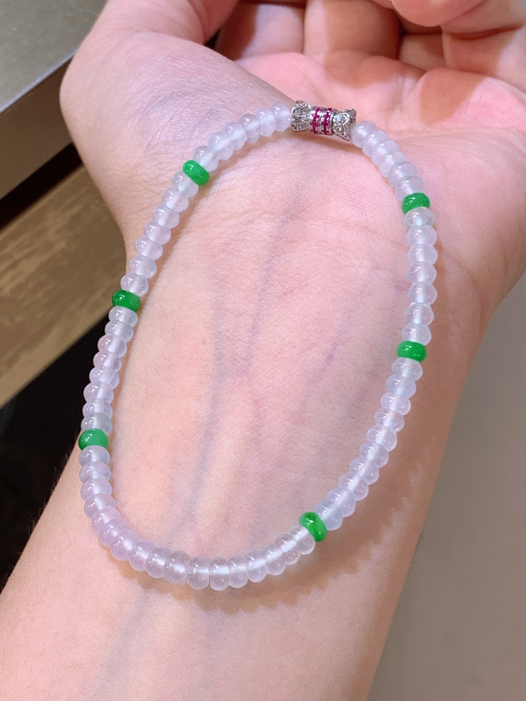 算盘珠珠手链，冰透起光，清爽雅致，灵动秀气