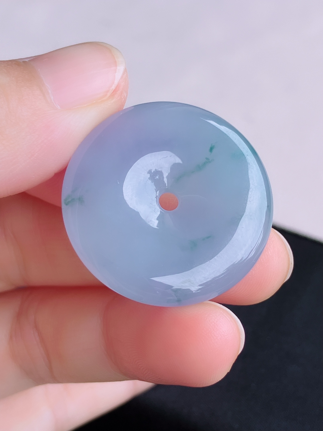 冰紫平安扣，晶莹剔透，尺寸31.3/5.8/自然光实拍