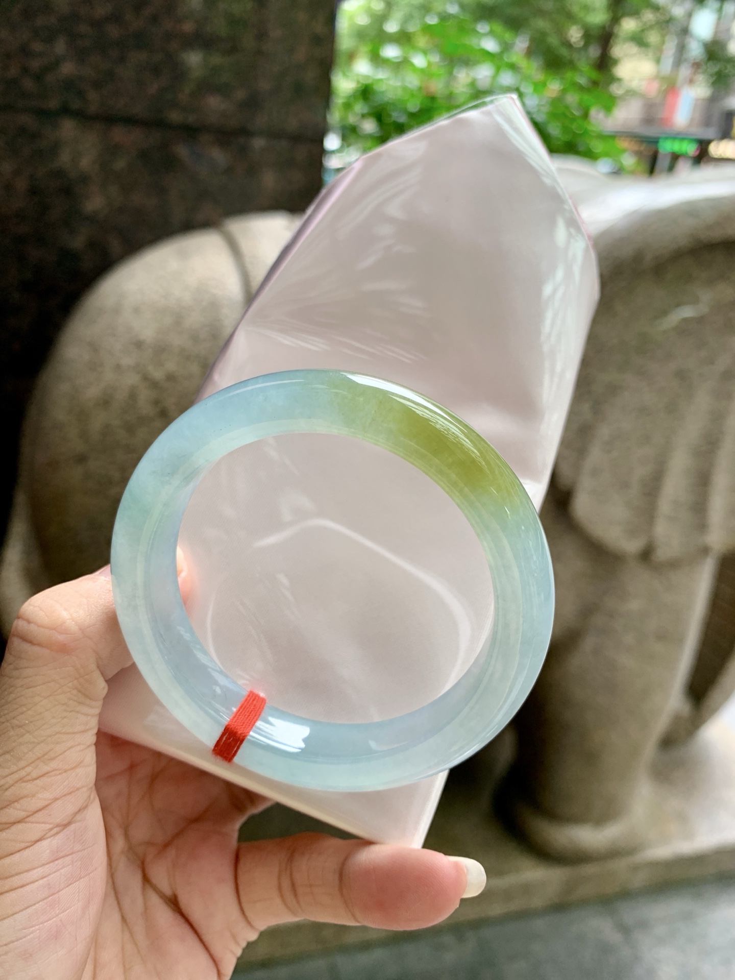 橄榄黄翡正圈,0824-N1407-1,打灯细纹不影响