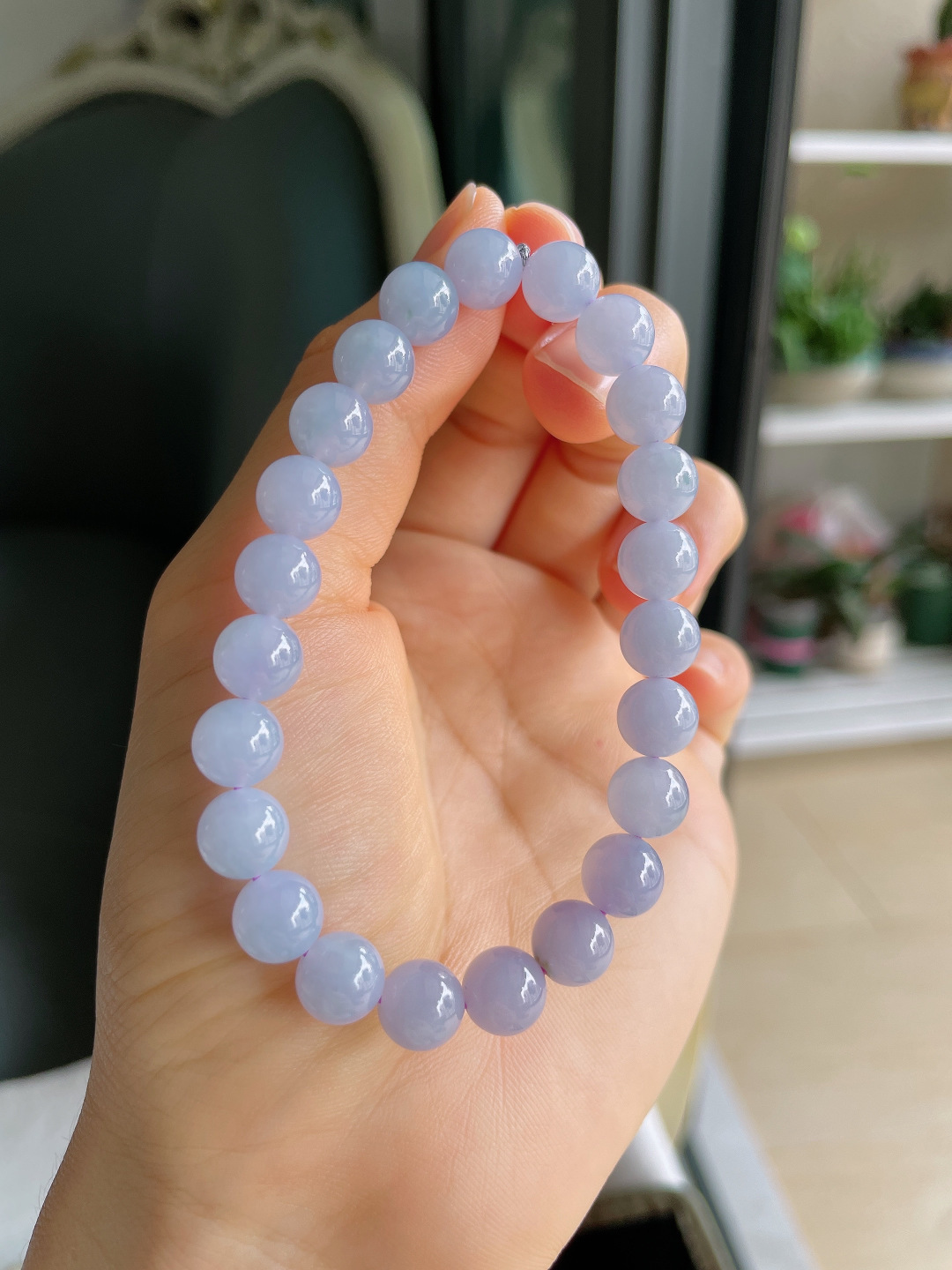 ️，缅甸天然翡翠A货，冰种手串，尺寸：8mm。【编4478】