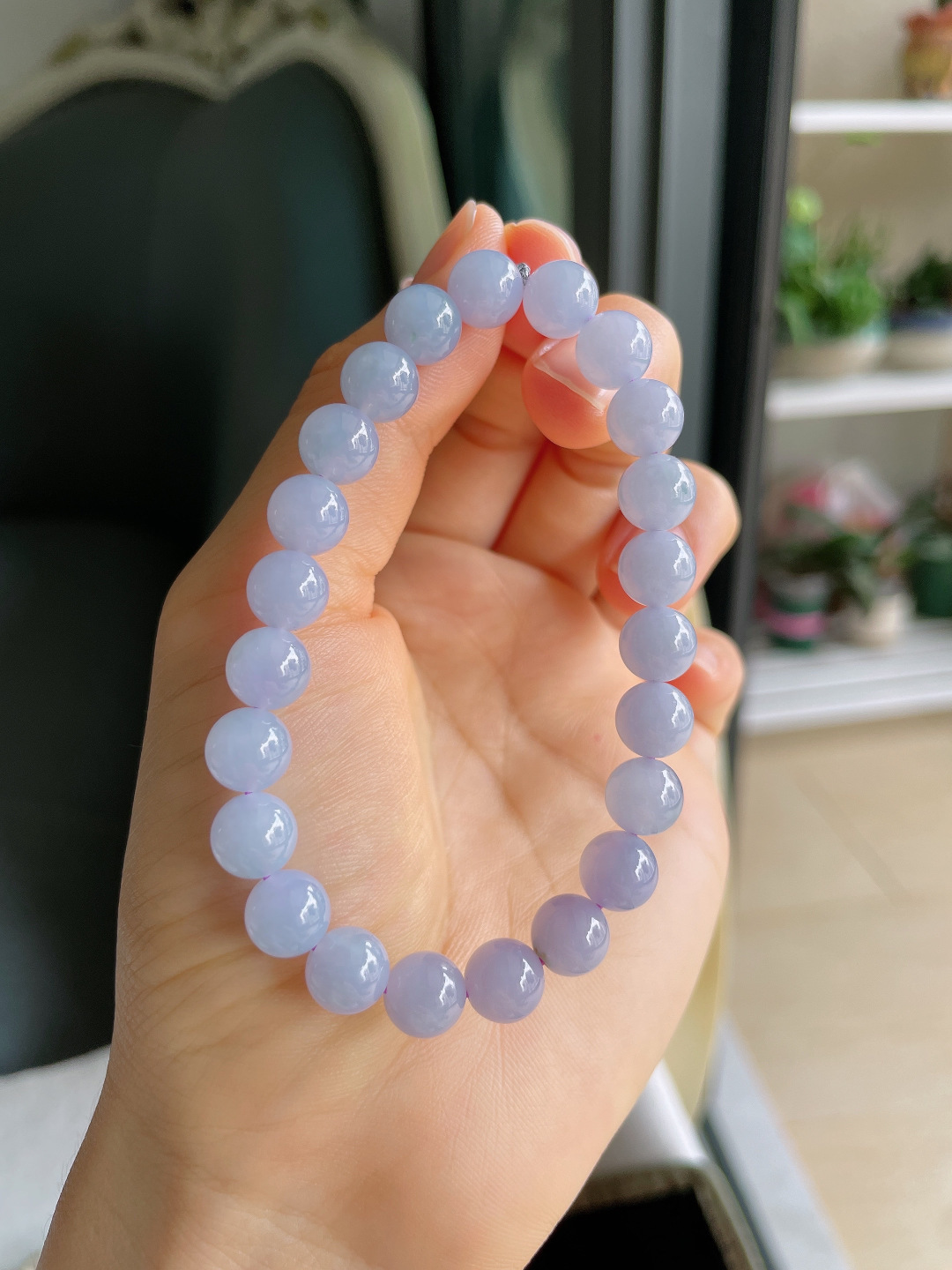 ️，缅甸天然翡翠A货，冰种手串，尺寸：8mm。【编4478】