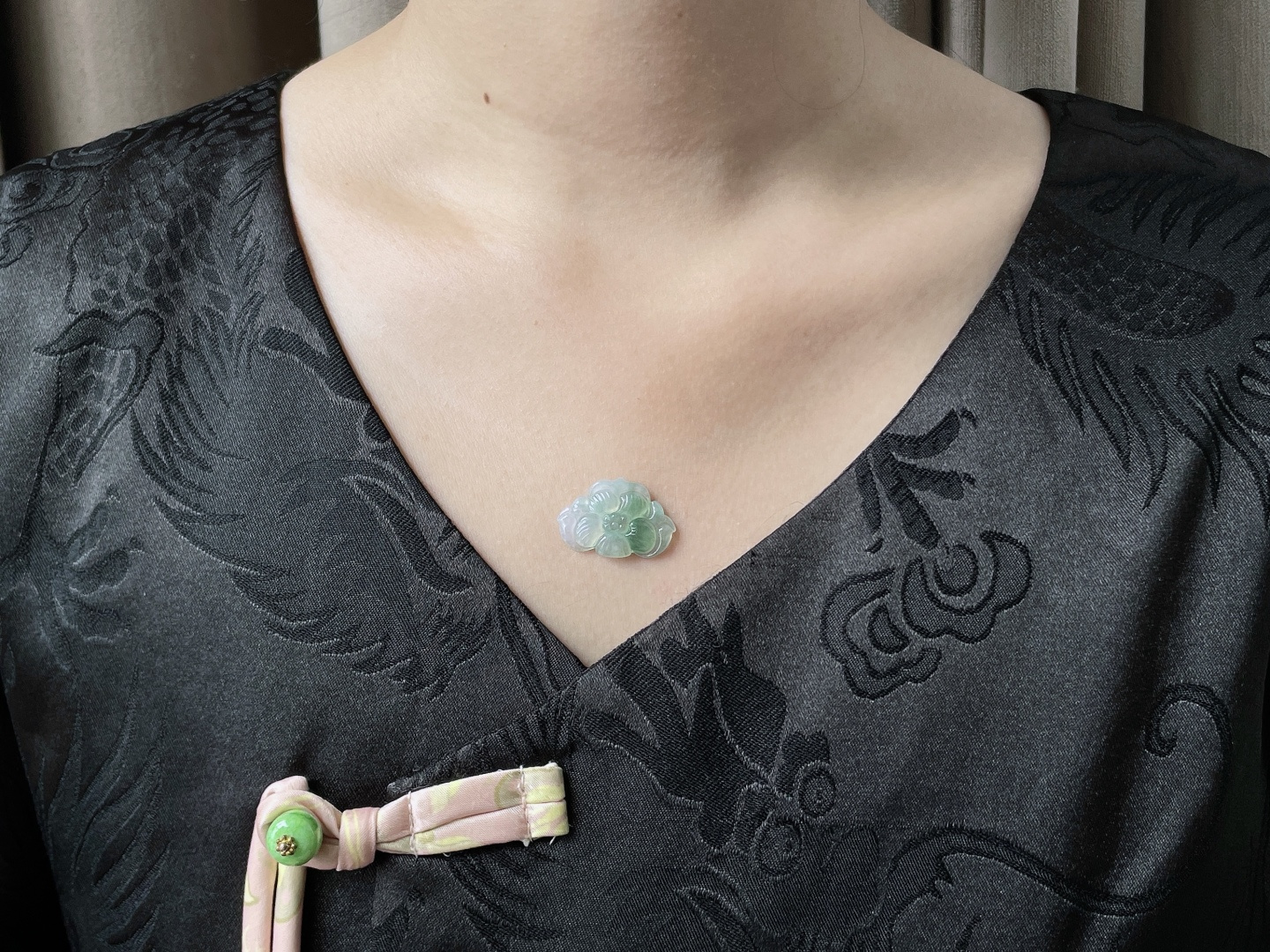 冰晴绿莲花荷花吊坠,性比高,无裂