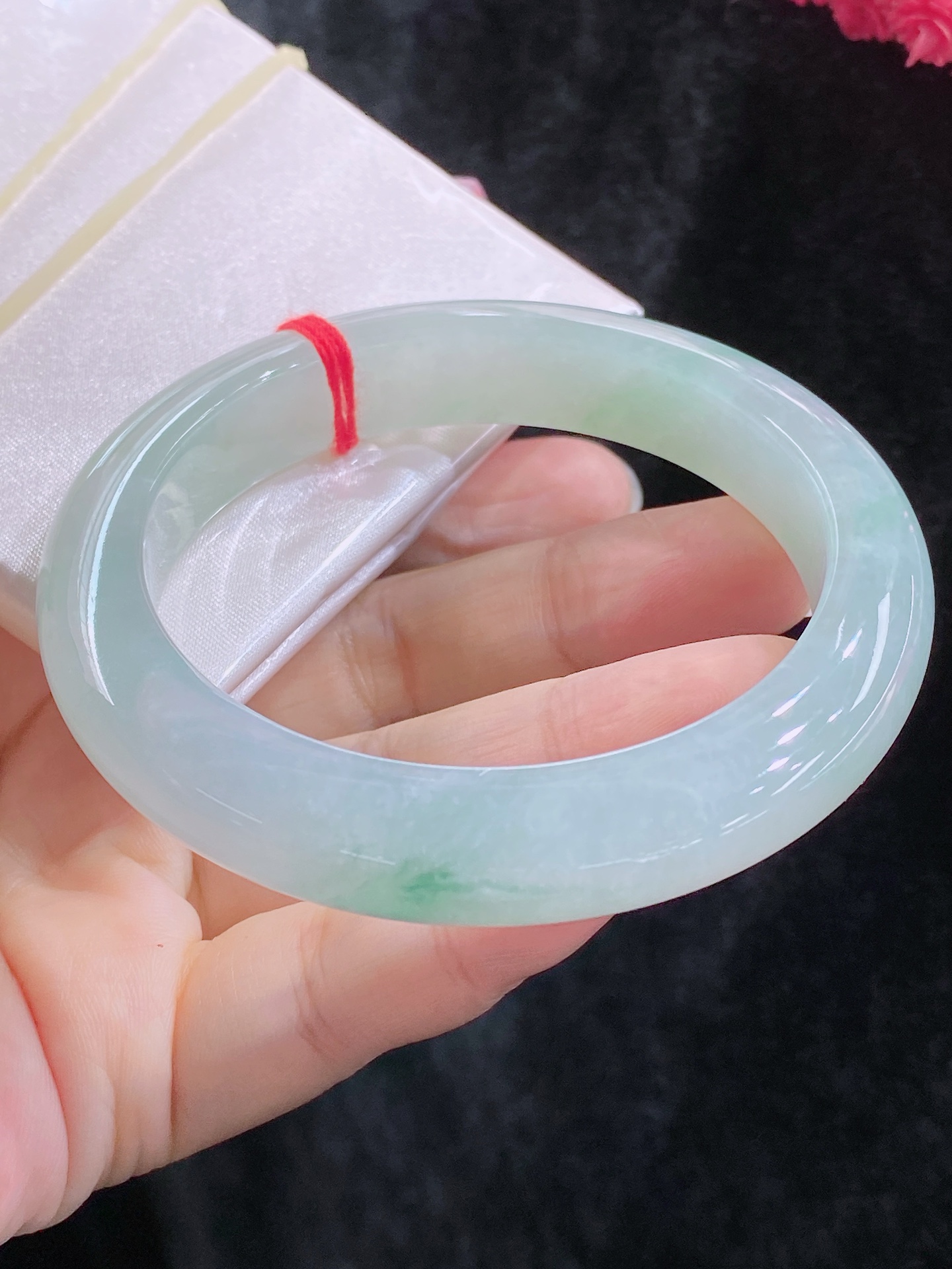 【飘花】正圈手镯，花色清爽，冰冰润润，无裂，尺寸56/11.2/9，B64-824