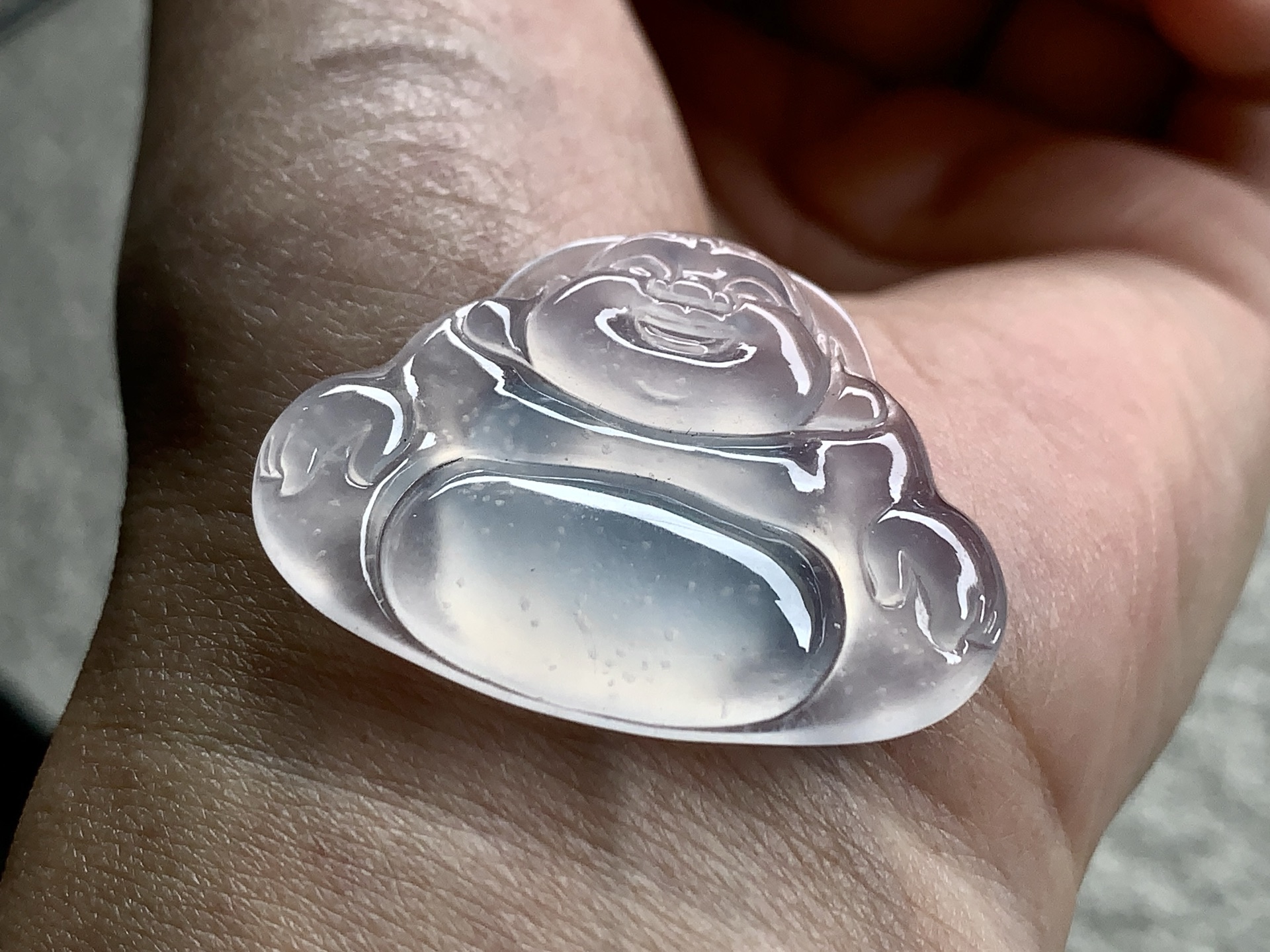 ️ 高冰种雪花棉佛公，尺寸：27.3×35.6×4.7