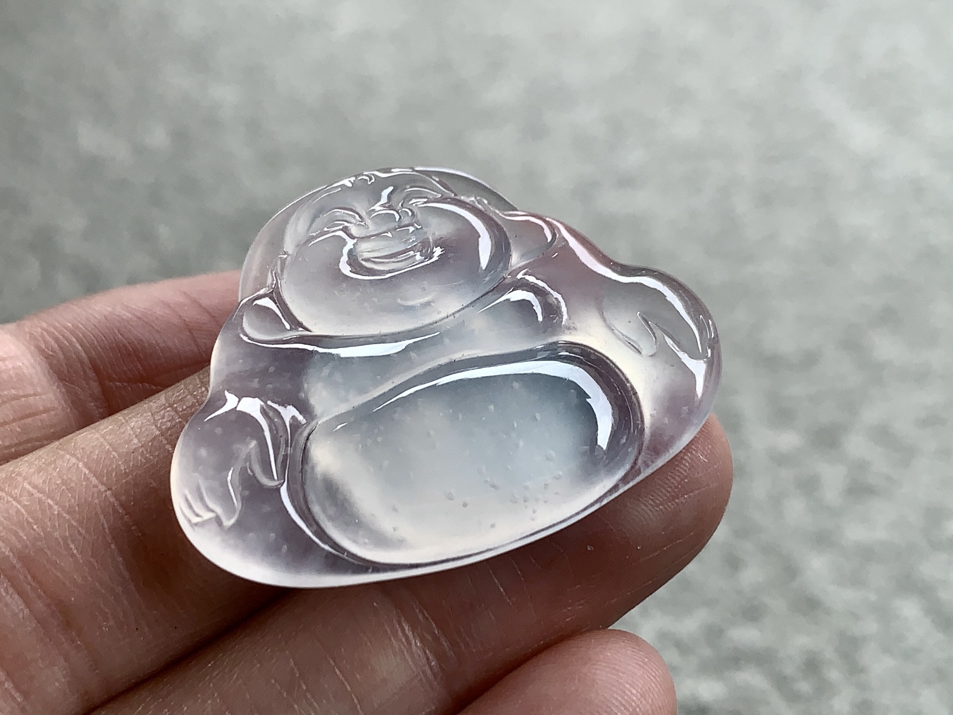 ️ 高冰种雪花棉佛公，尺寸：27.3×35.6×4.7