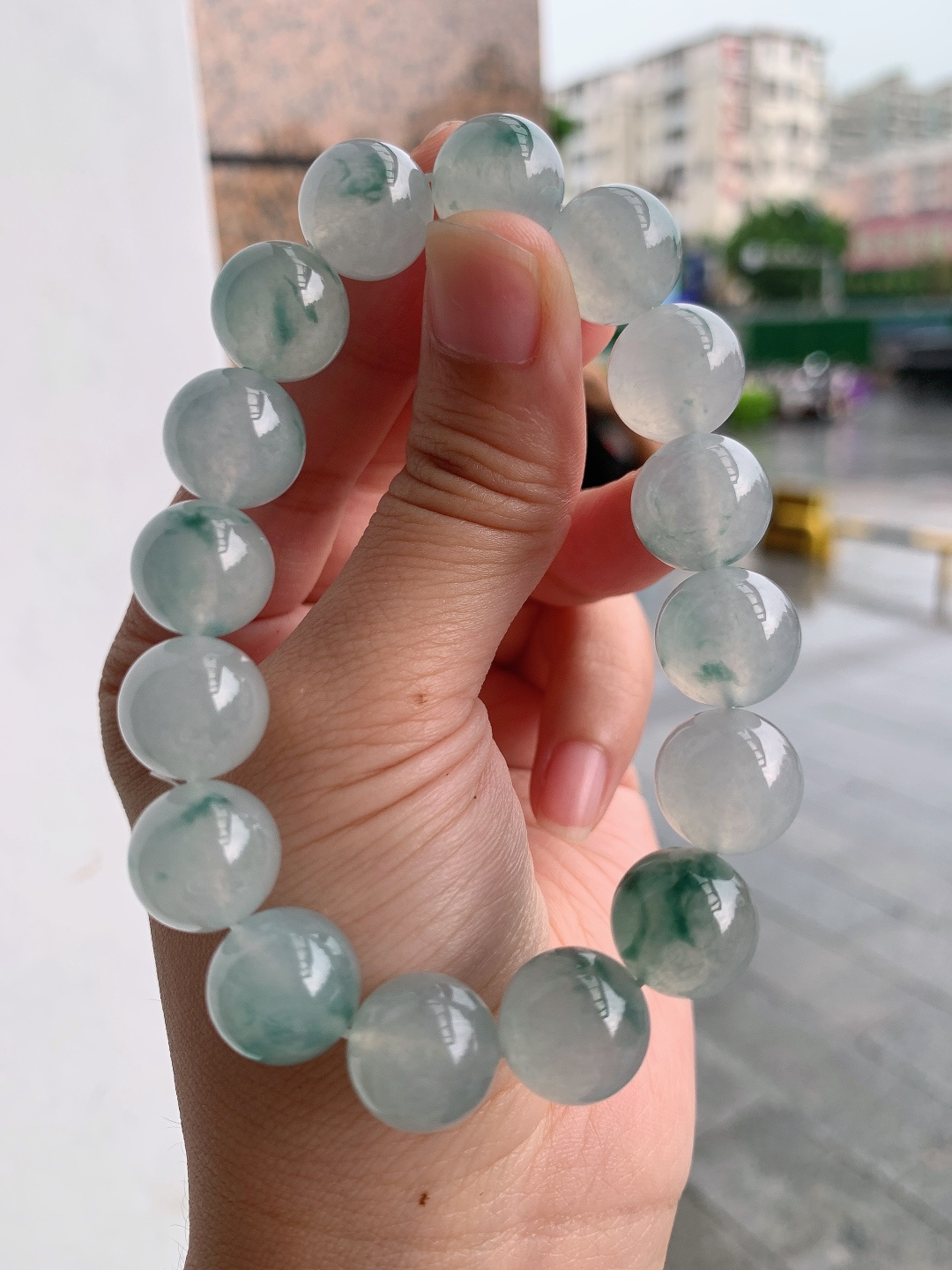 冰飘花珠珠手串，种水通透，花色灵动，清雅大气