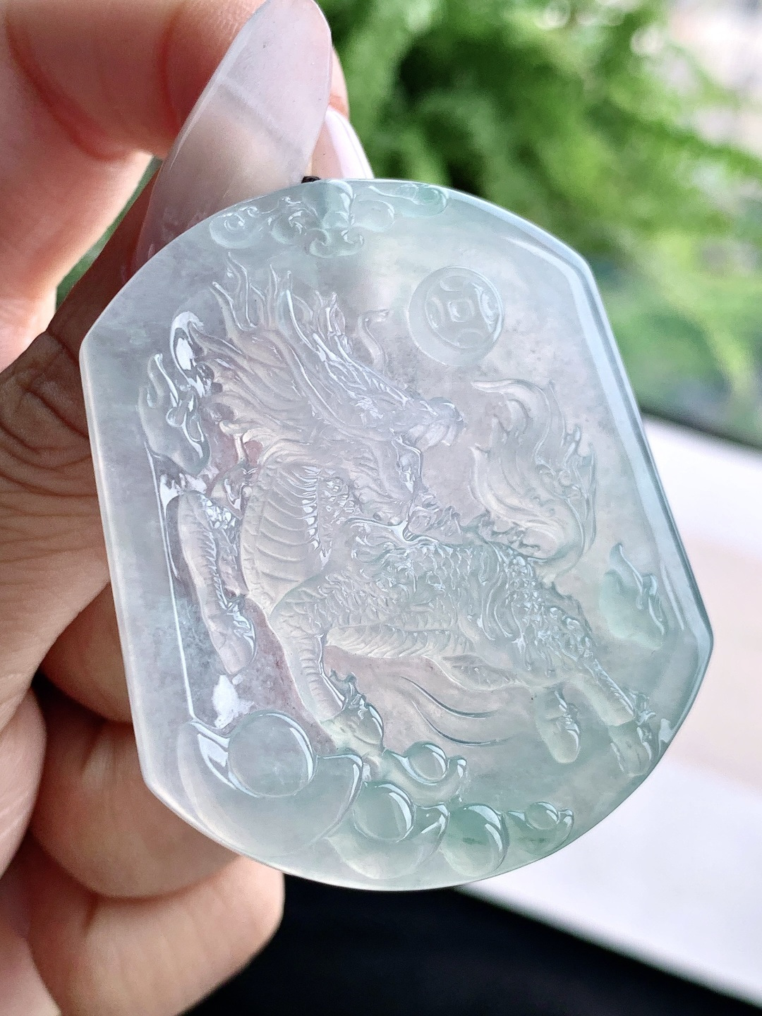 冰飘花麒麟牌吊坠,缅料性比高,尺寸52-44.2-5,重量25克