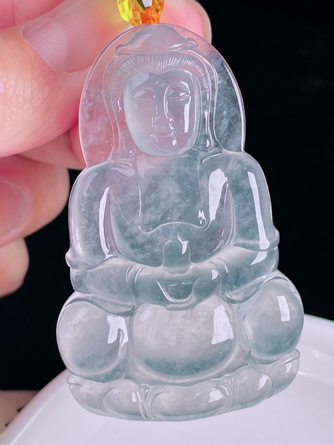 观音，老种起光，细底通透，尺寸：60/38.3/6.3mm0825