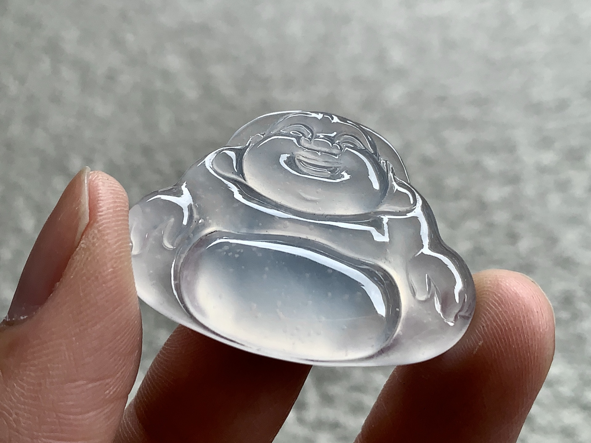 ️ 高冰种雪花棉佛公，尺寸：27.3×35.6×4.7