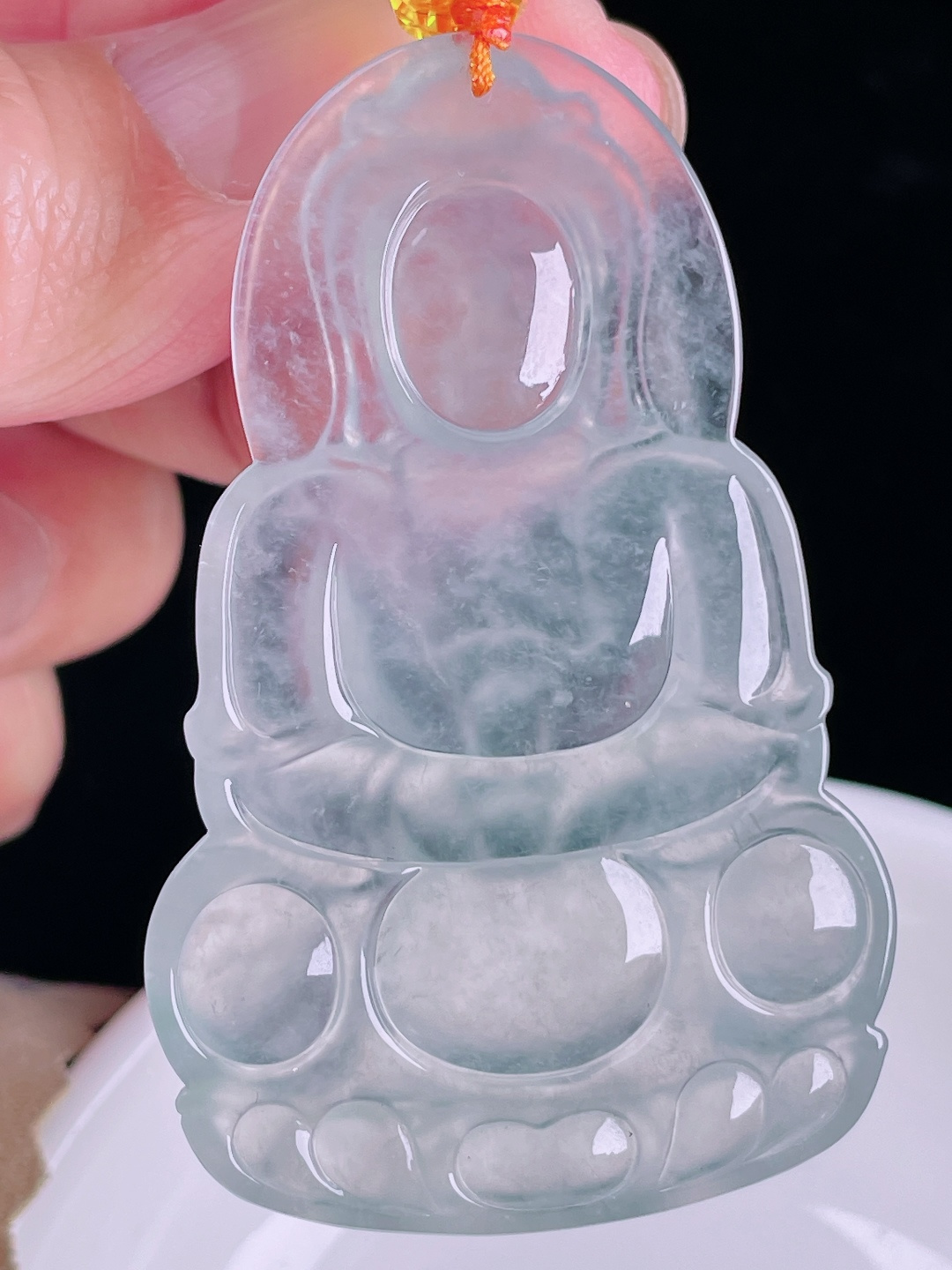 观音，老种起光，细底通透，尺寸：60/38.3/6.3mm0825