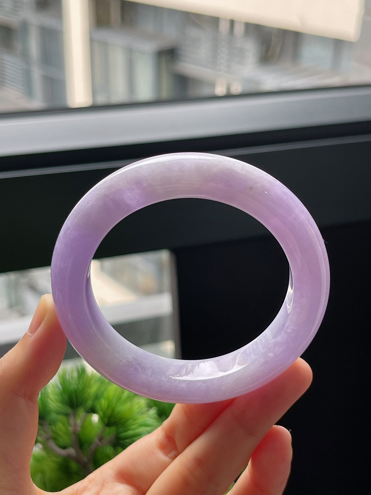 圈口54，糯化满紫不失色 紫罗兰翡翠正圈手镯