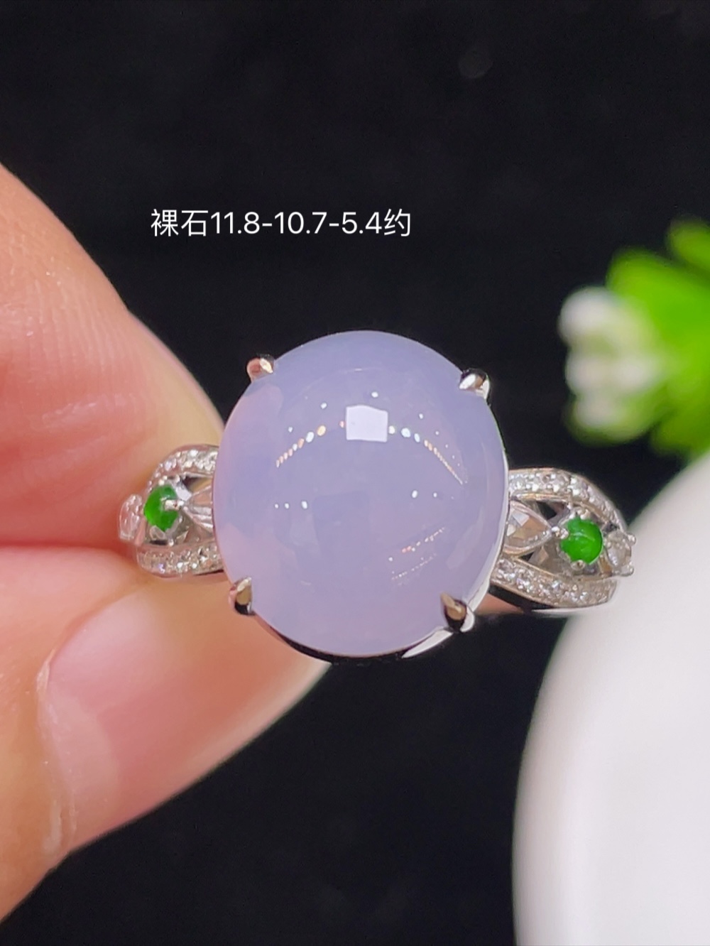 ️【高冰紫罗兰，戒指】大件饱满，通透水润，玉质细腻，翠色鲜艳，18k金奢华钻石镶嵌️，11.8-