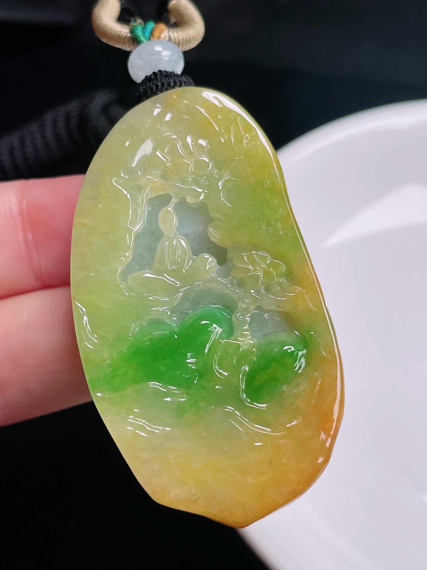 ️ 黄加绿悟佛 色彩缤纷 水头十足 裸石：50.3/28.2/7